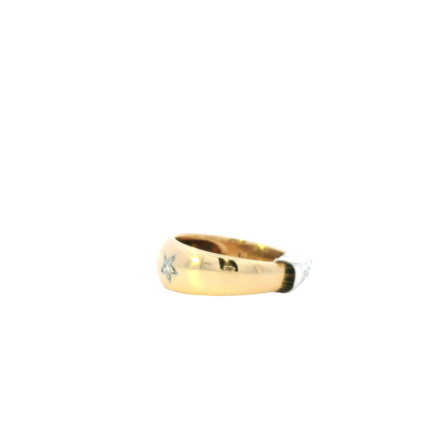 14K Yellow Gold Diamond 3 Star Ring -0.18ct