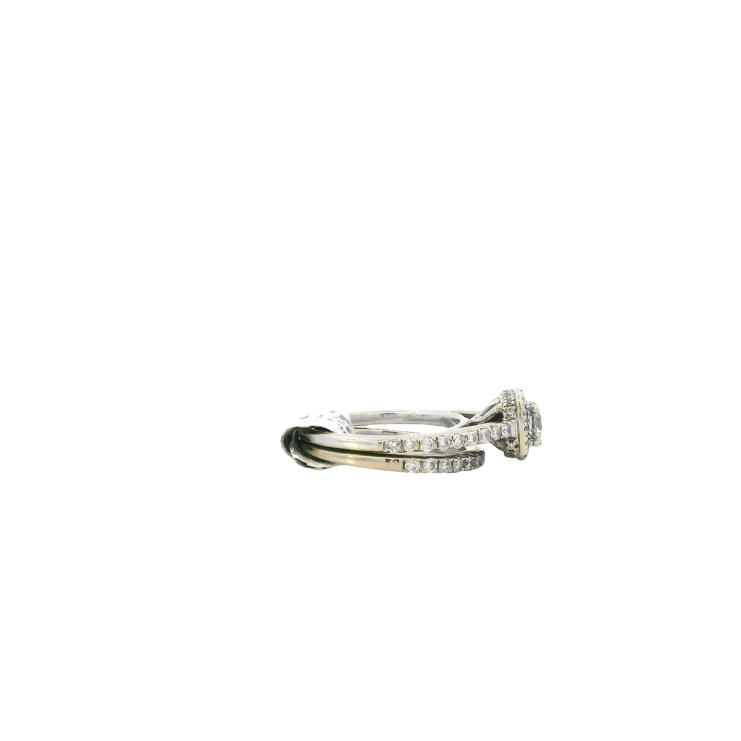 10K White Gold Diamond Engagement & Wedding Ring Set - 0.91ct