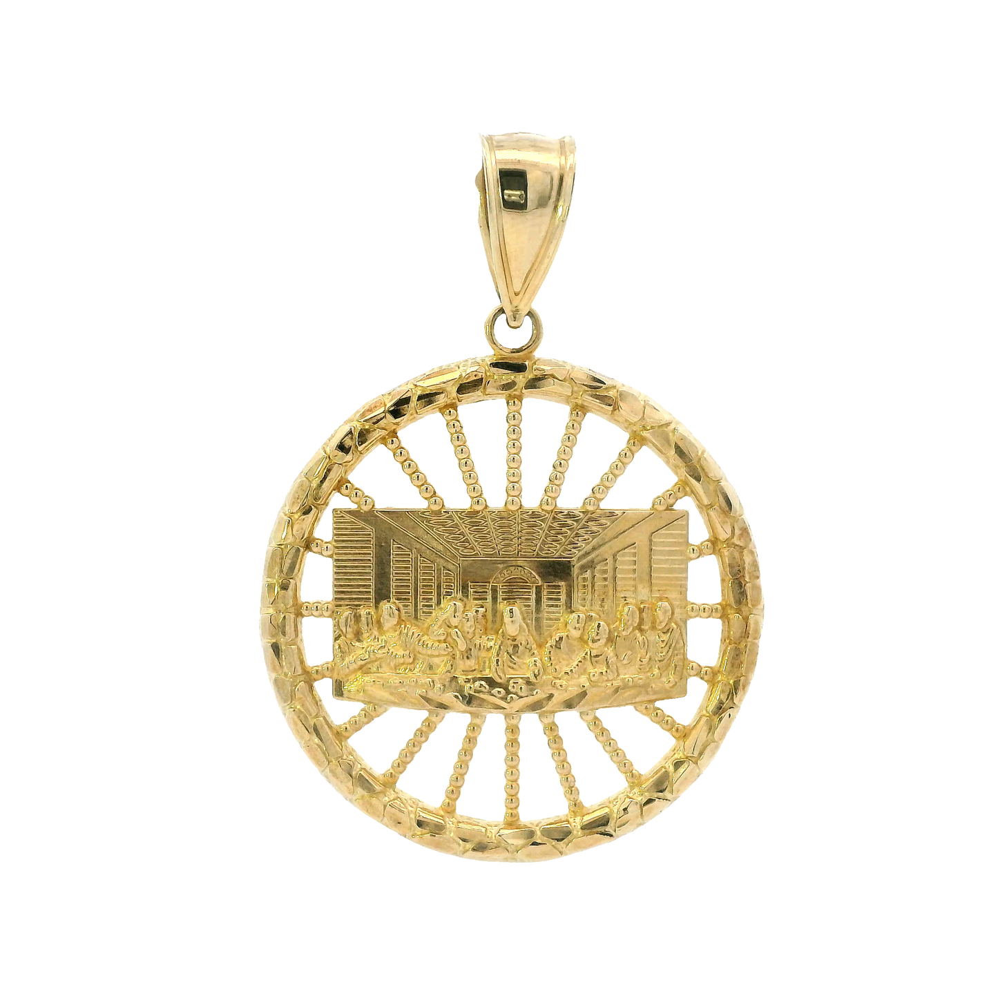 10K Yellow Gold Nugget Last Supper Pendant