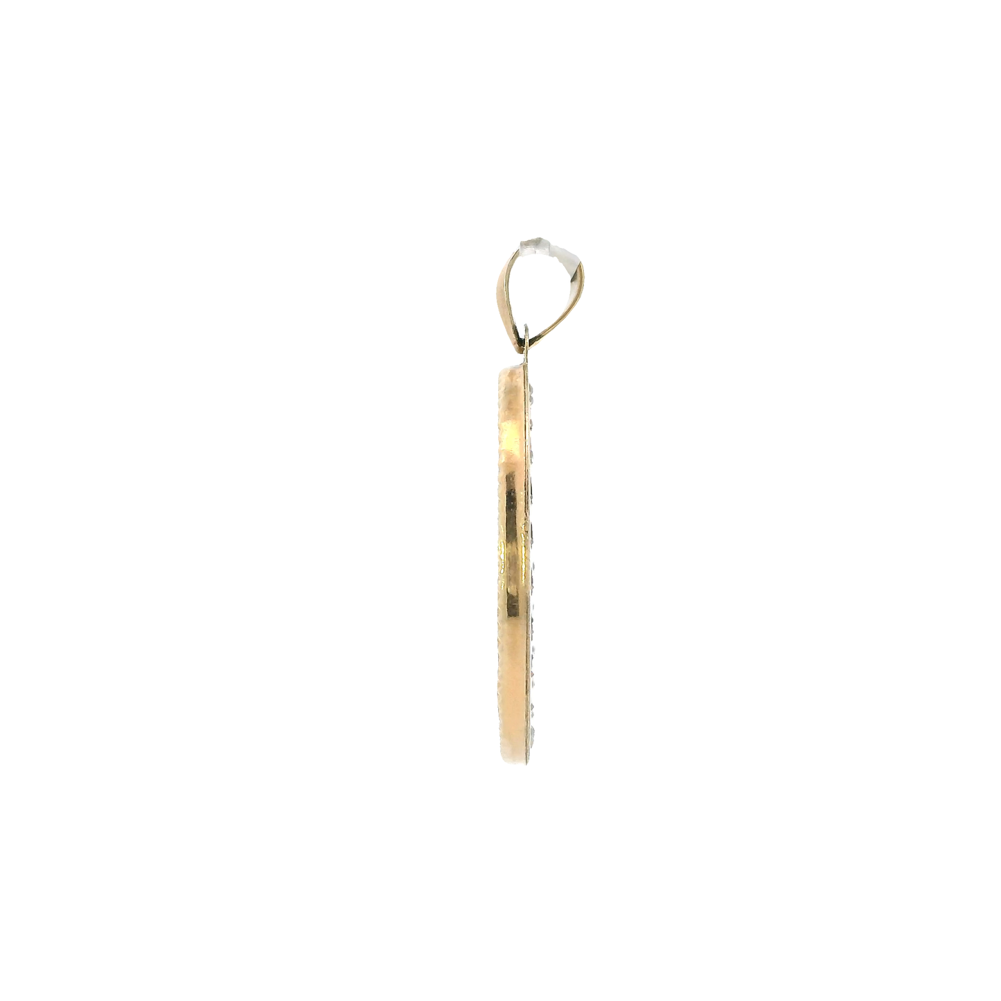 14K Tri-Color Gold Oval Jesus Pendant