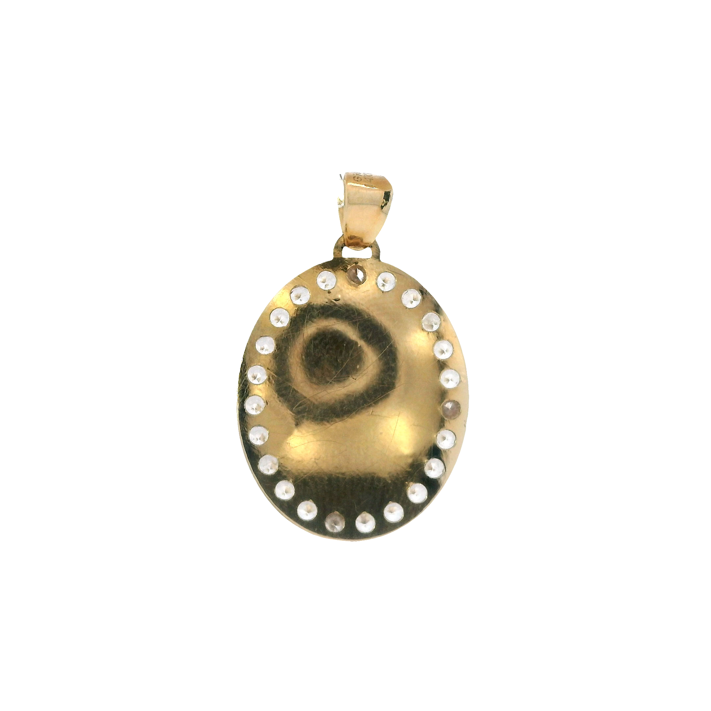 14K Tri-Color Gold Oval Jesus Pendant