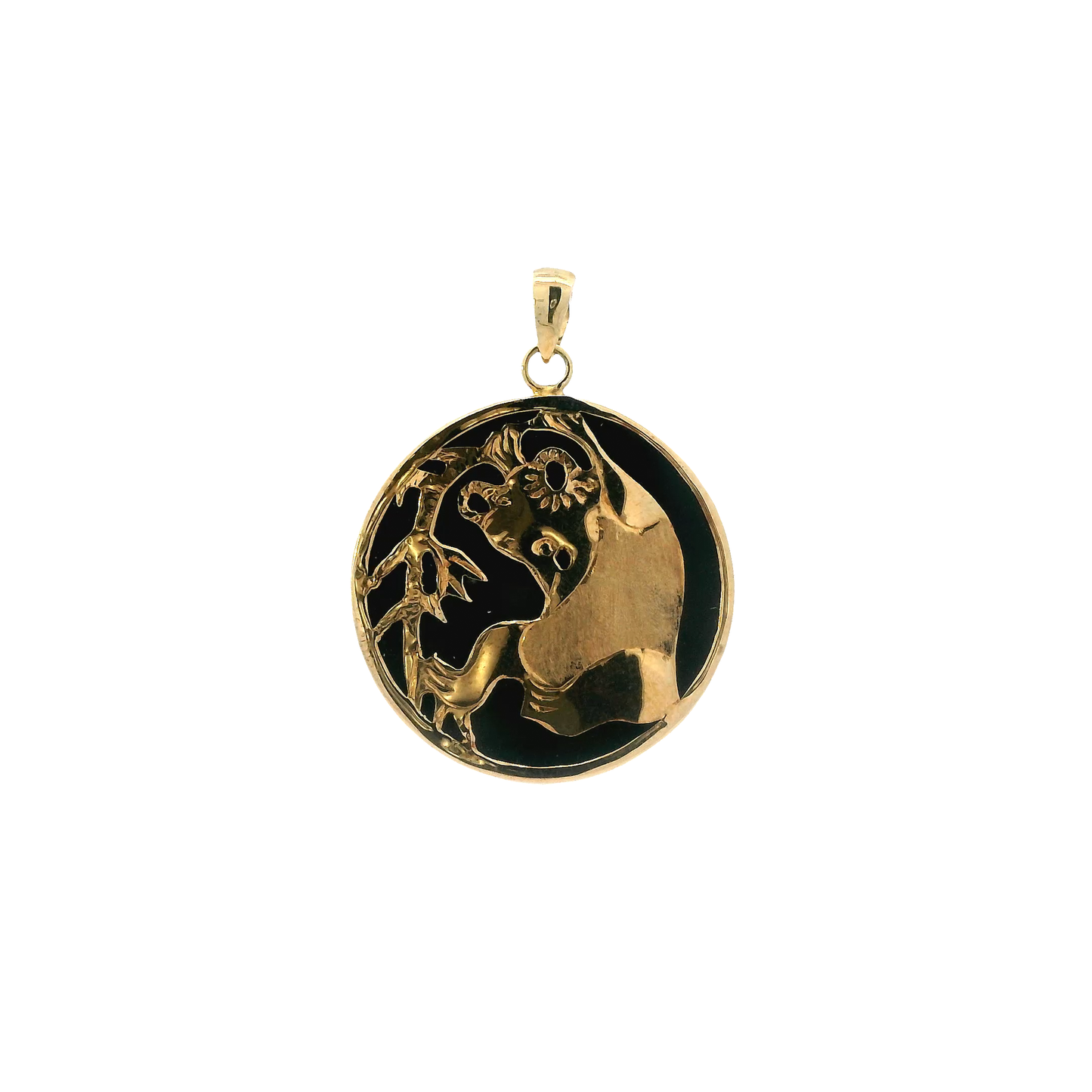 14K Yellow Gold Onyx Koala Pendant