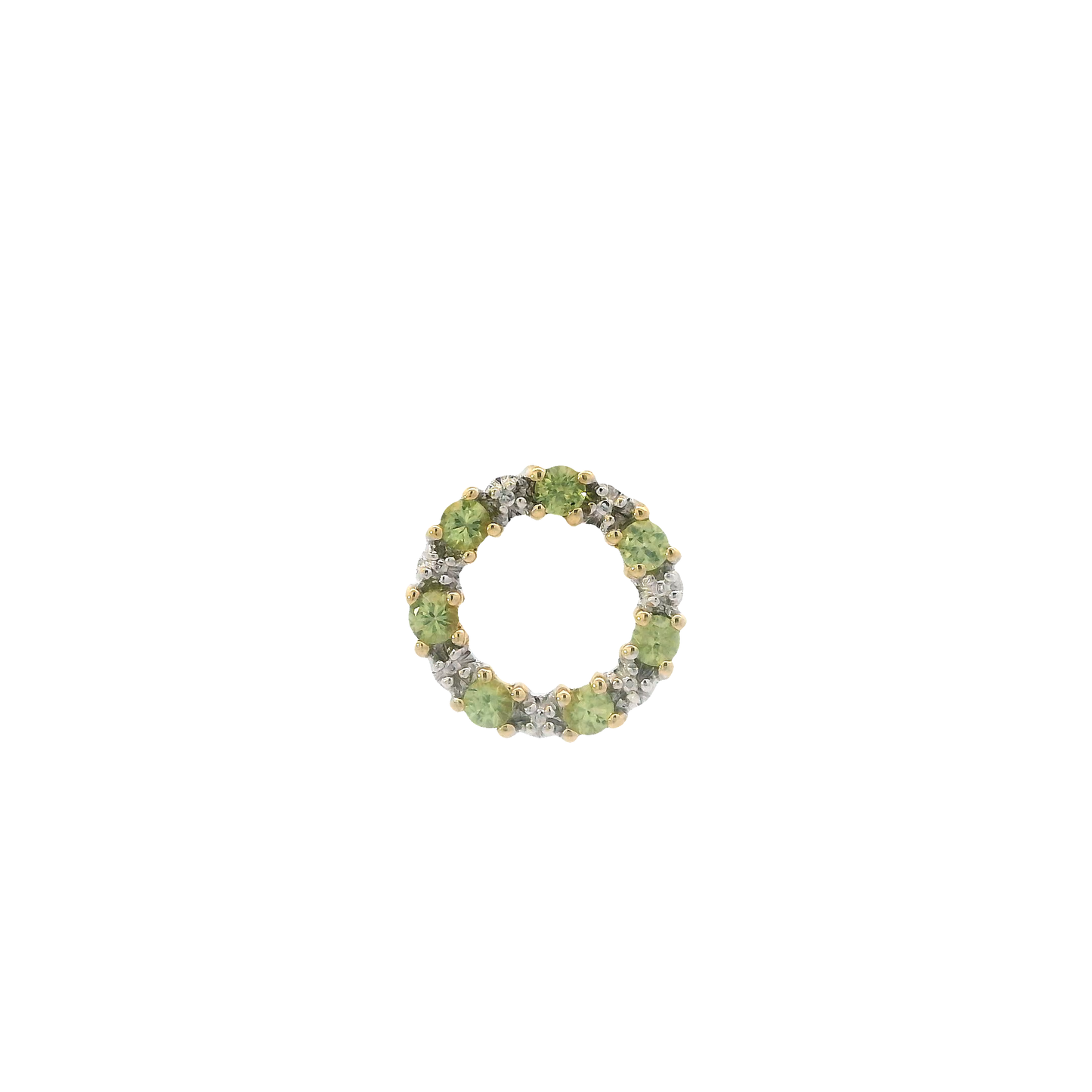 10K Yellow Gold Peridot & Diamond Pendant - 0.01ct