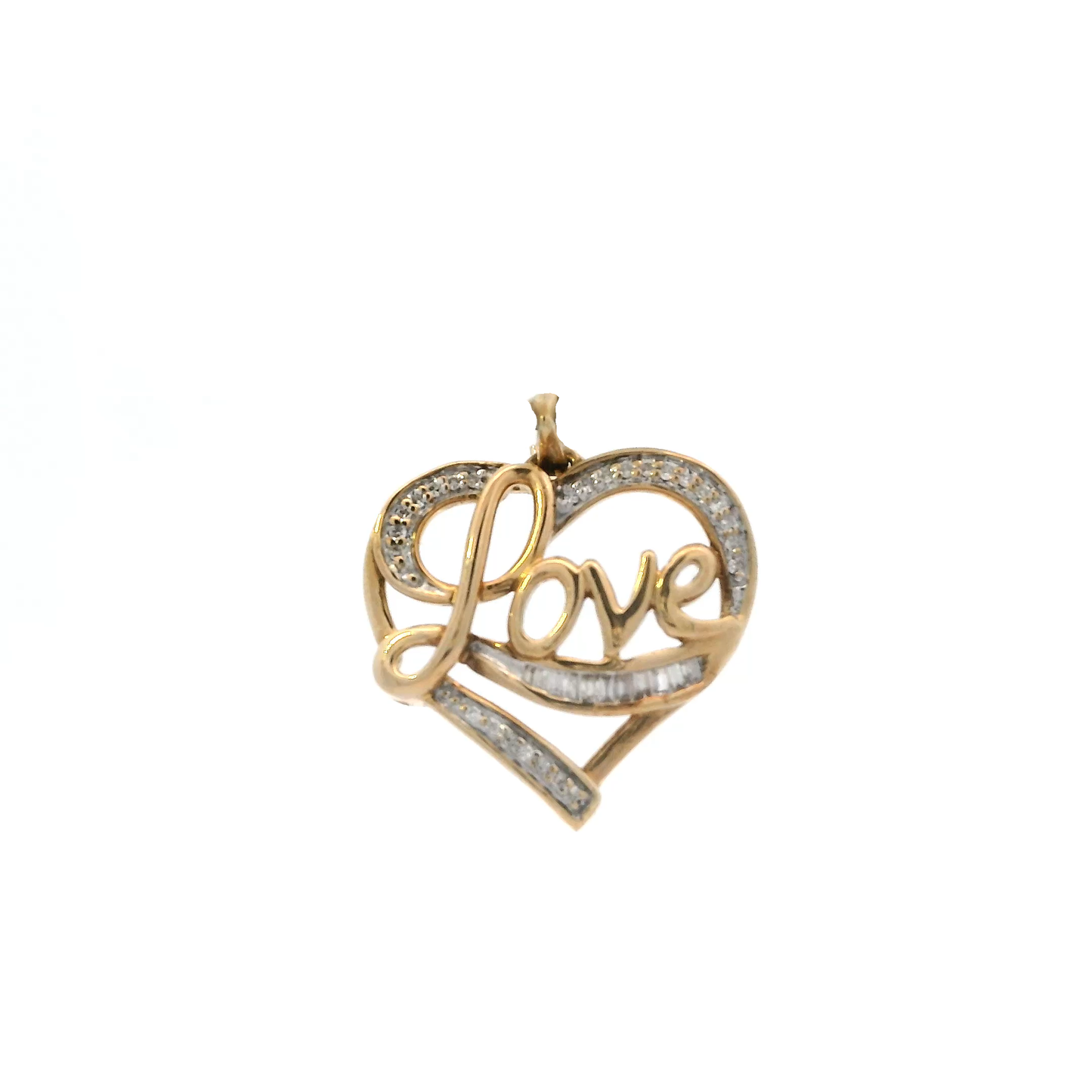10K Yellow Gold Diamond Heart Love Pendant - 0.23ct