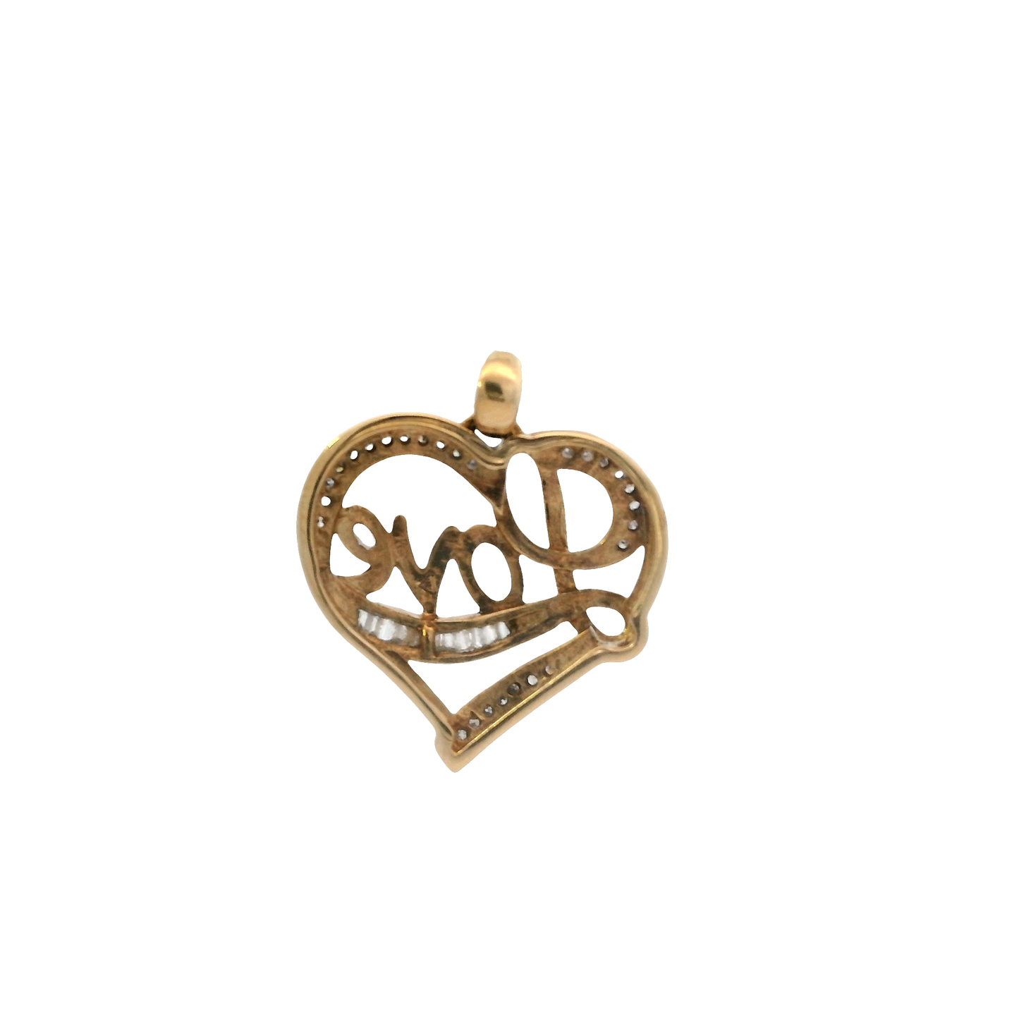 10K Yellow Gold Diamond Heart Love Pendant - 0.23ct