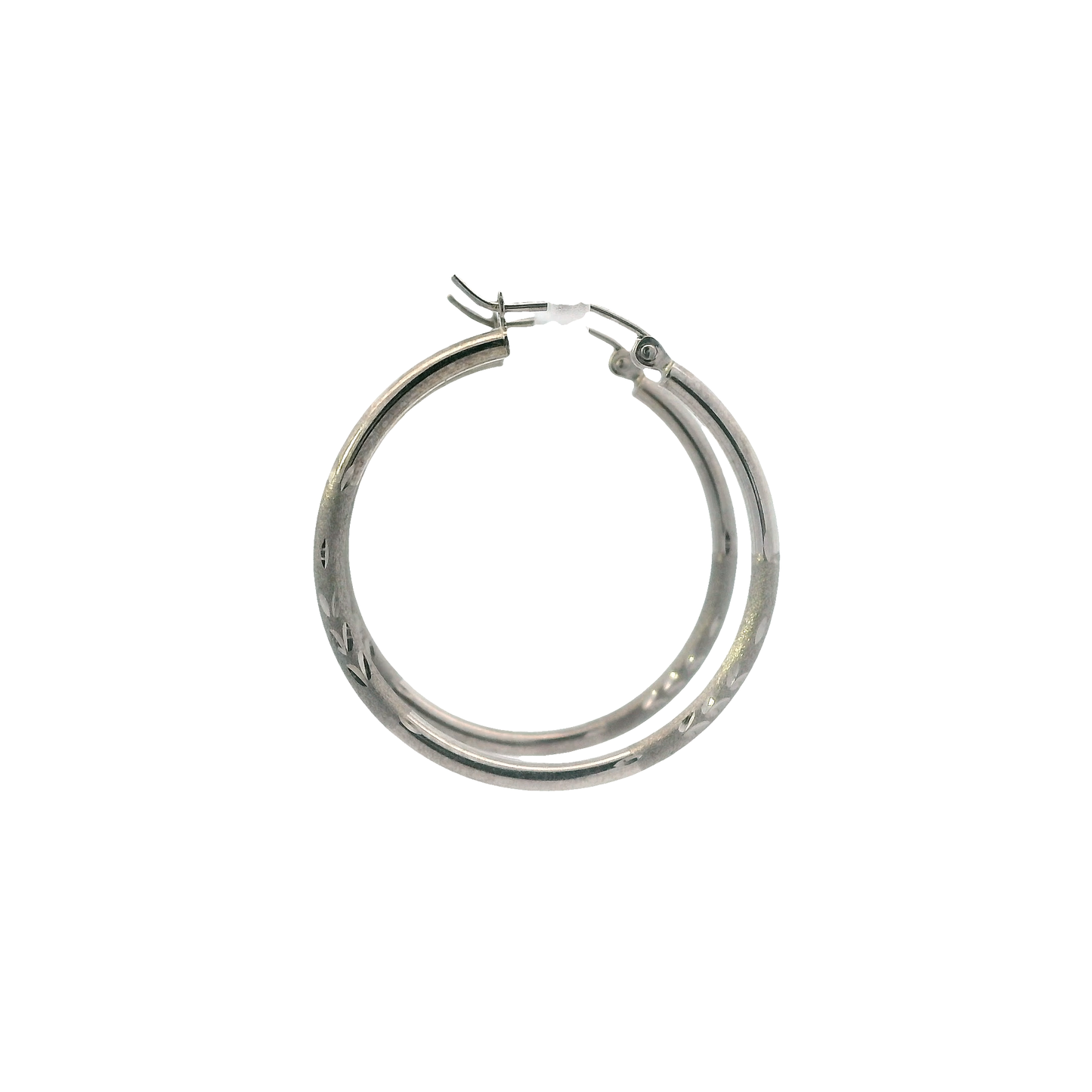 New 14K White Gold Hoop Earrings