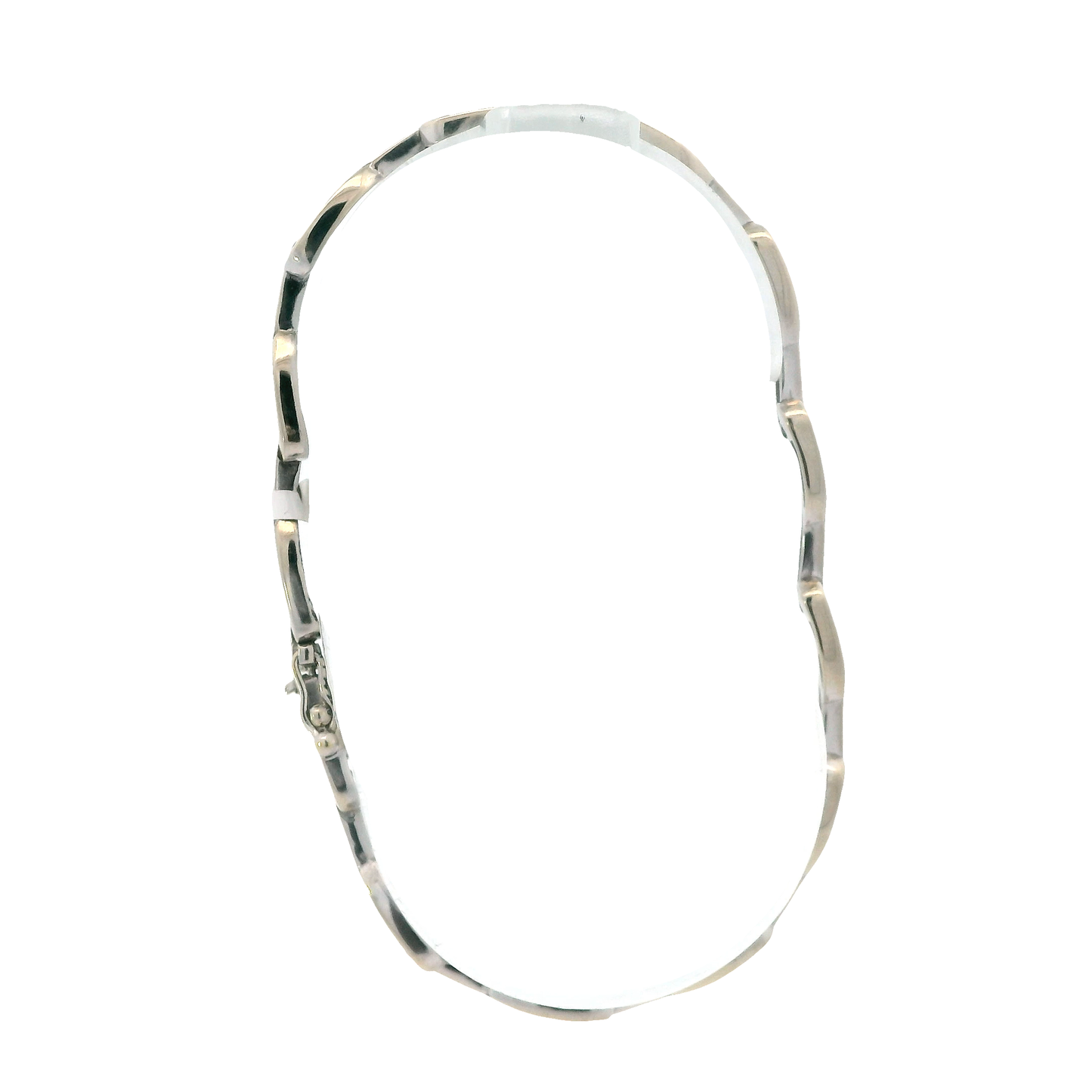 14K White Gold Curved Bar Link Bracelet
