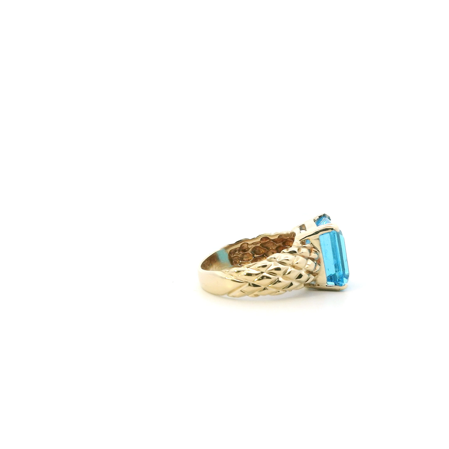 10K Yellow Gold Emerald Cut Topaz Women's Ring