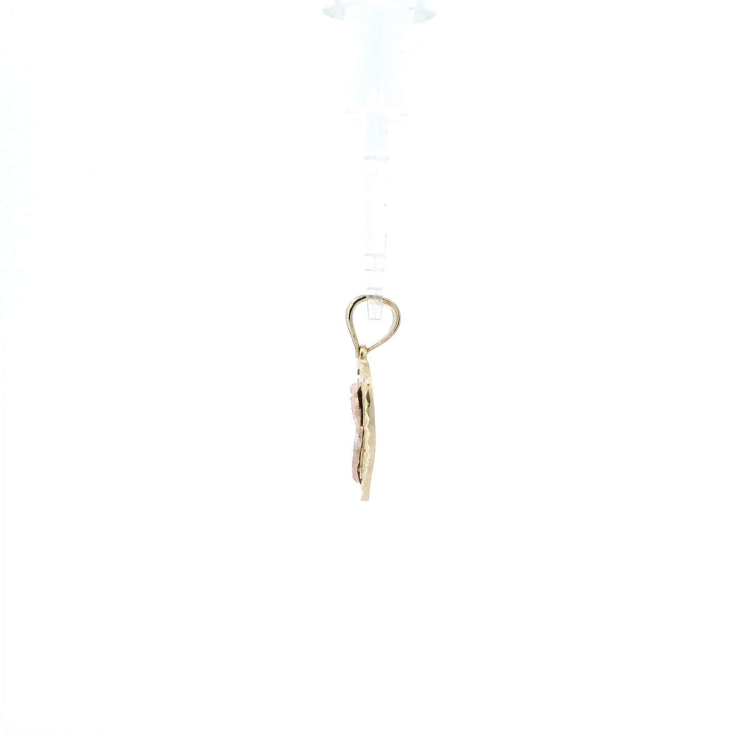 14K Tri Color Gold Rose Heart Pendant