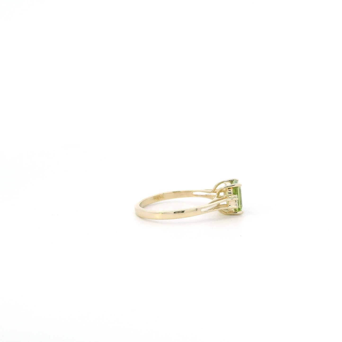 10K Yellow Gold Rectangle Peridot Women's Ring