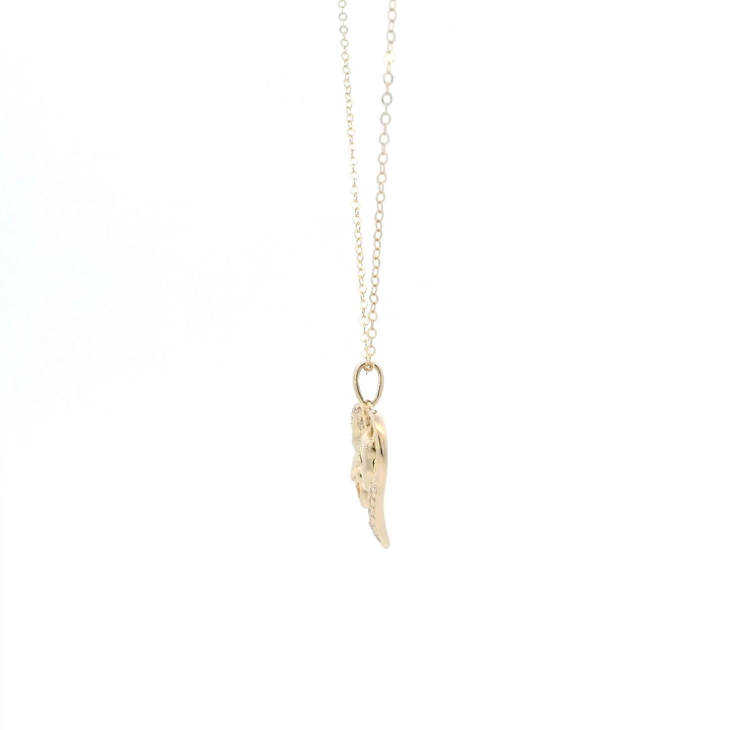 14K Yellow Gold Mask Heart Pendant & Cable Chain Set