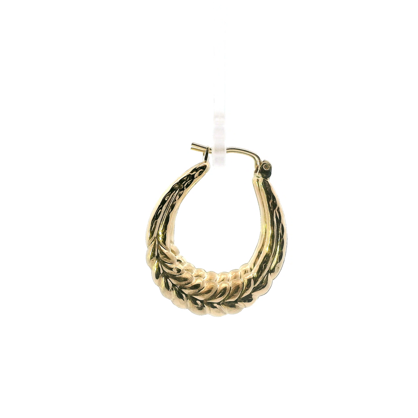 10K Yellow Gold Hollow Leaf Hoop Earrings