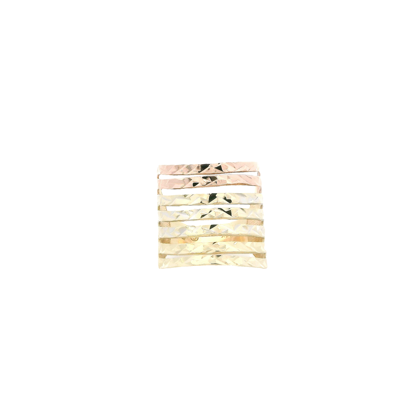 14K Tri-Color Gold DC Curved Layered Ring
