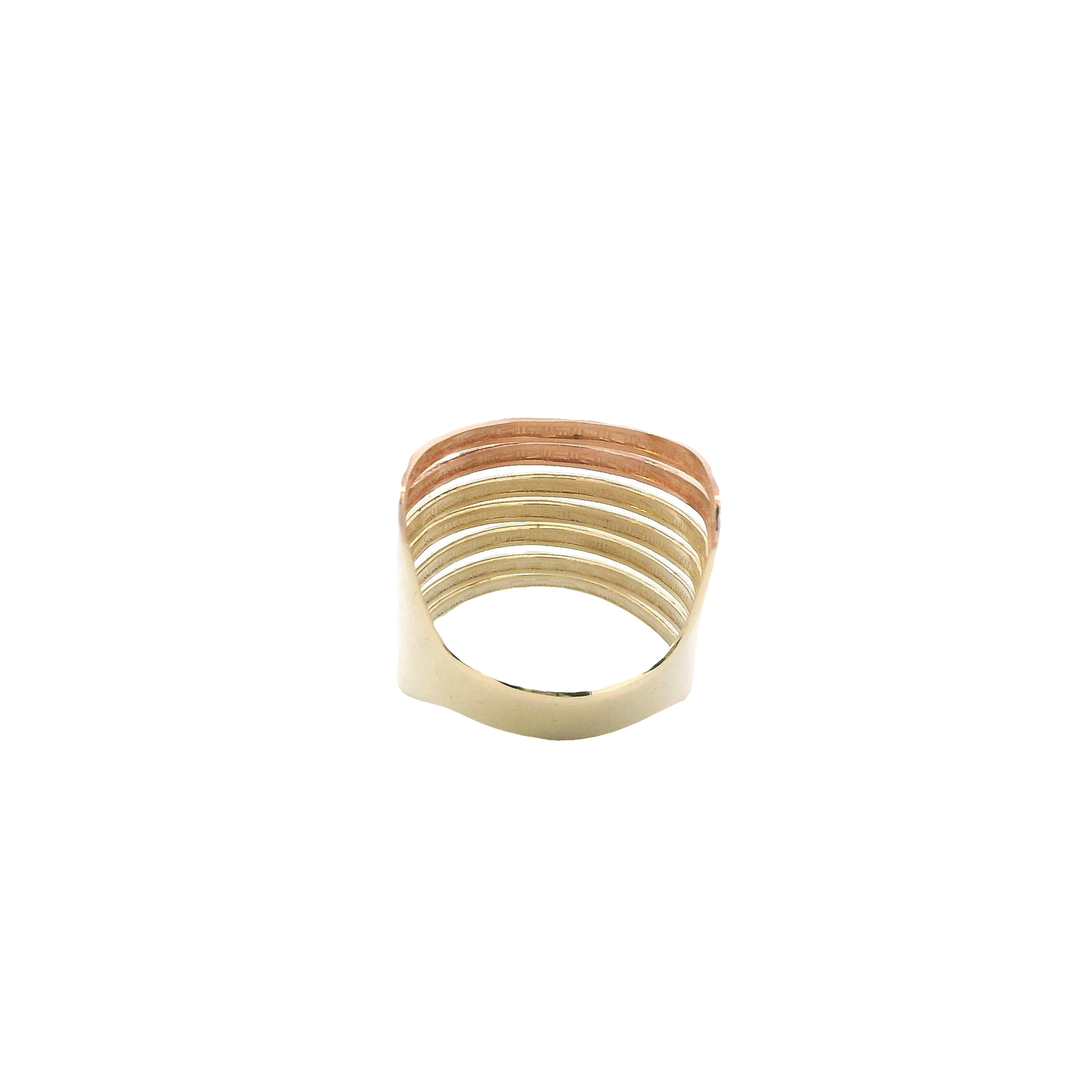 14K Tri-Color Gold DC Curved Layered Ring
