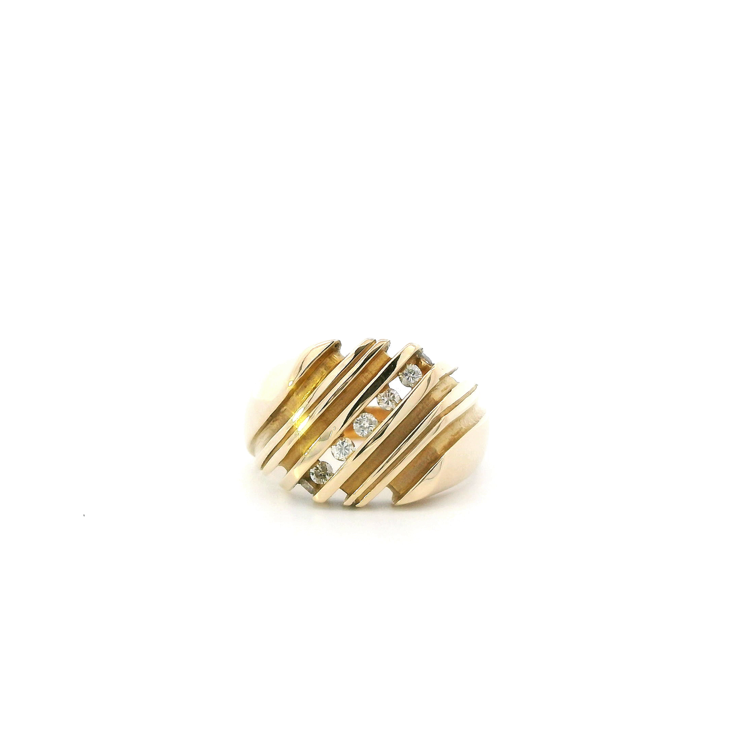14K Yellow Gold Diamond Men's Ring - 0.32ct