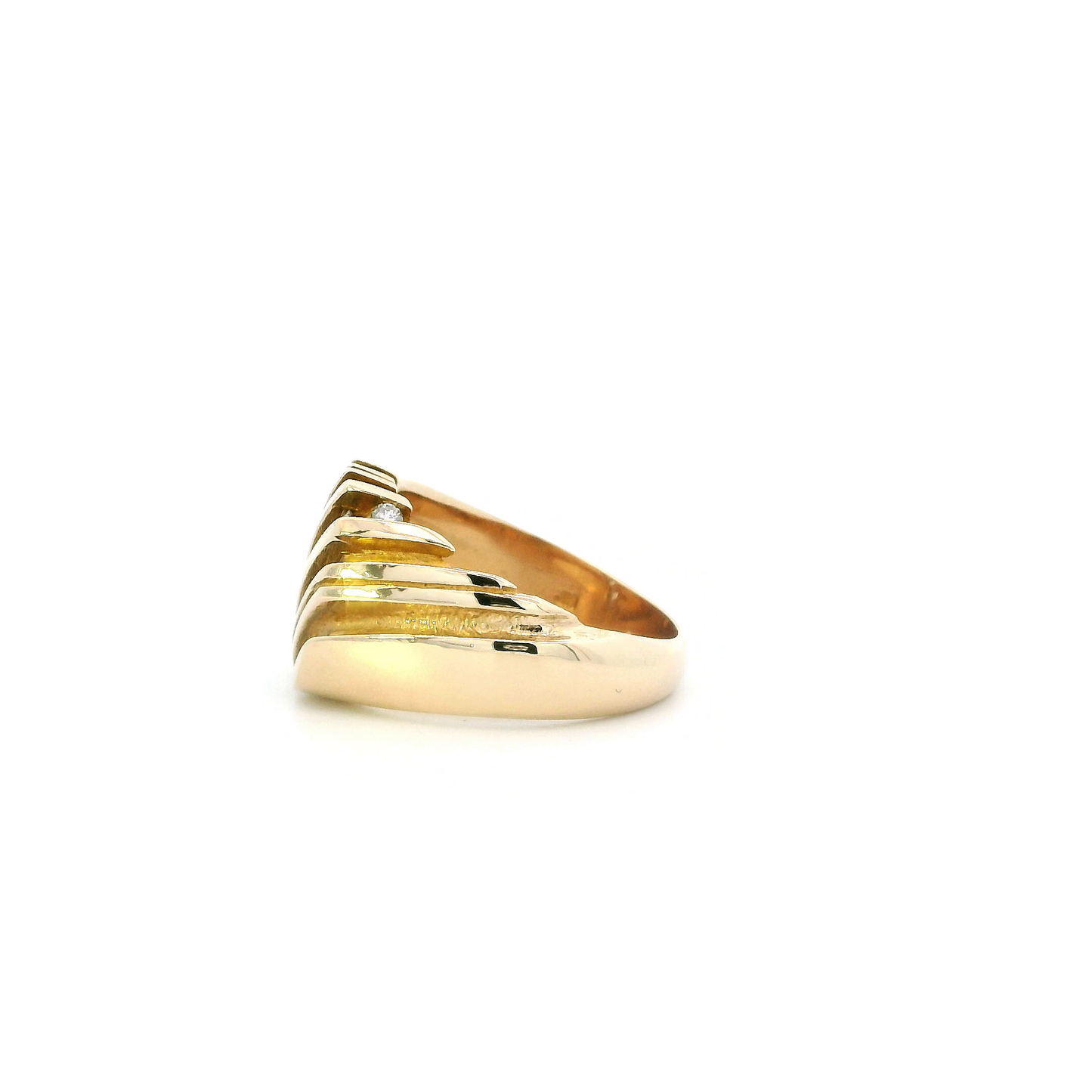 14K Yellow Gold Diamond Men's Ring - 0.32ct