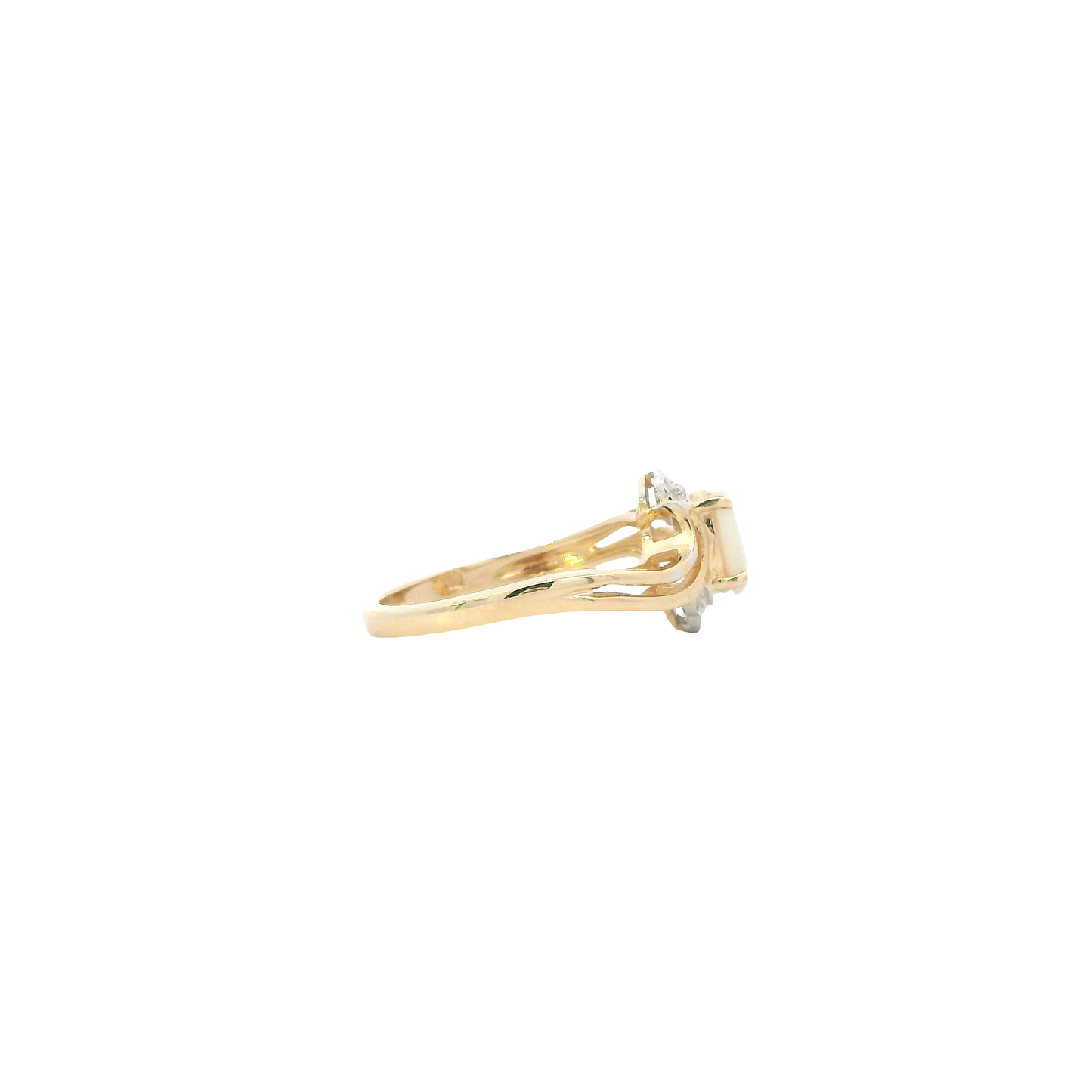 14K Yellow Gold Opal & Diamond Women's Ring