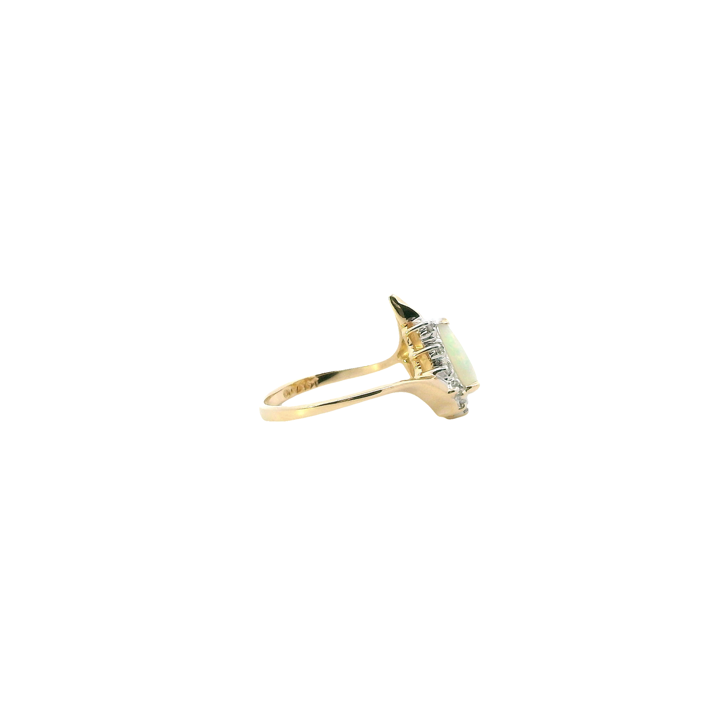 14K Yellow Gold Opal & Diamond Women's Ring