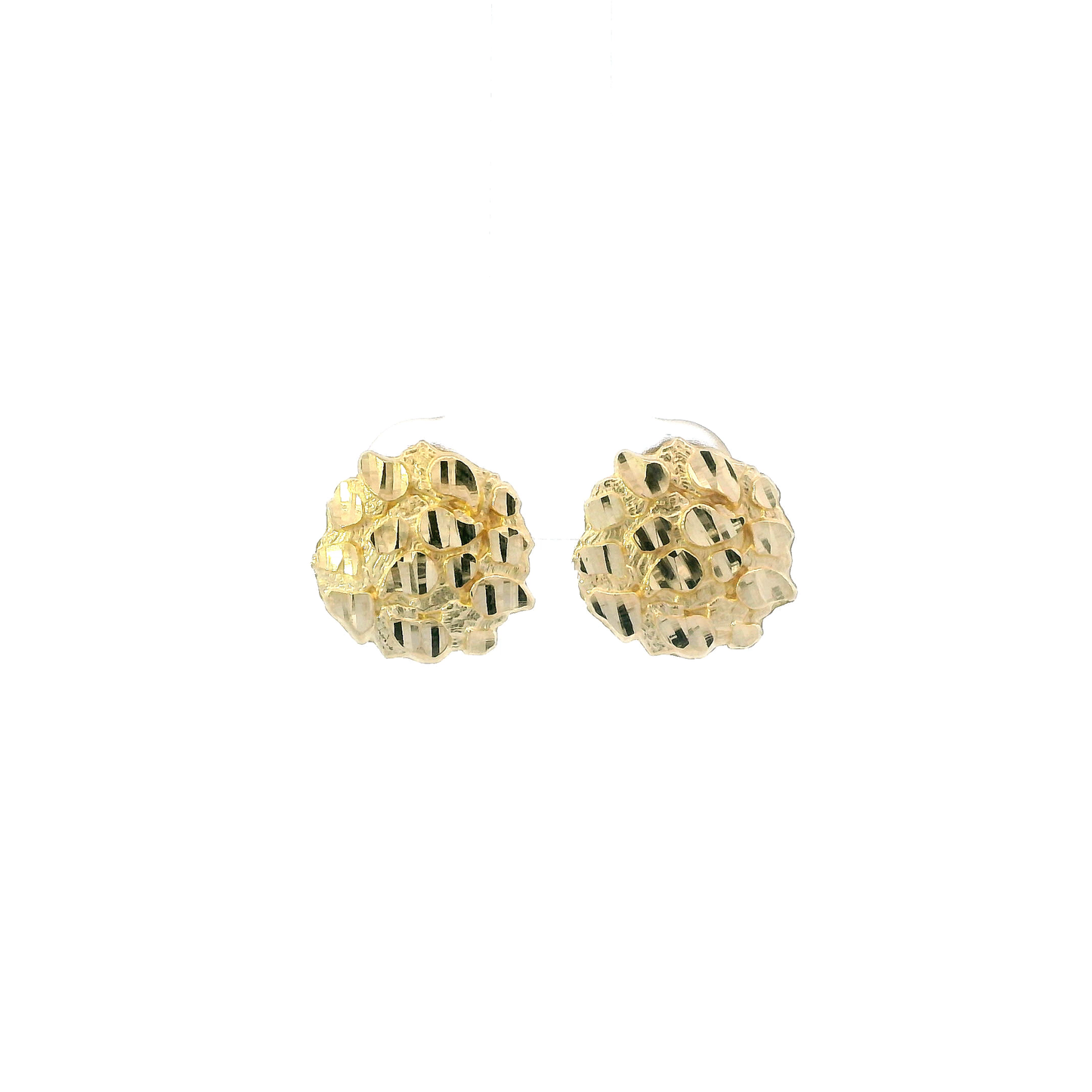 10K Yellow Gold Round Nugget Stud Earrings