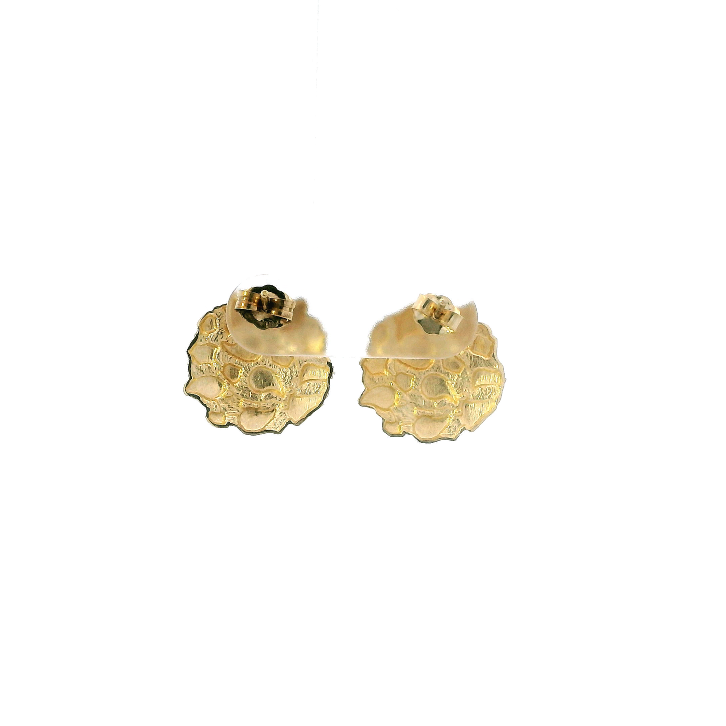 10K Yellow Gold Round Nugget Stud Earrings