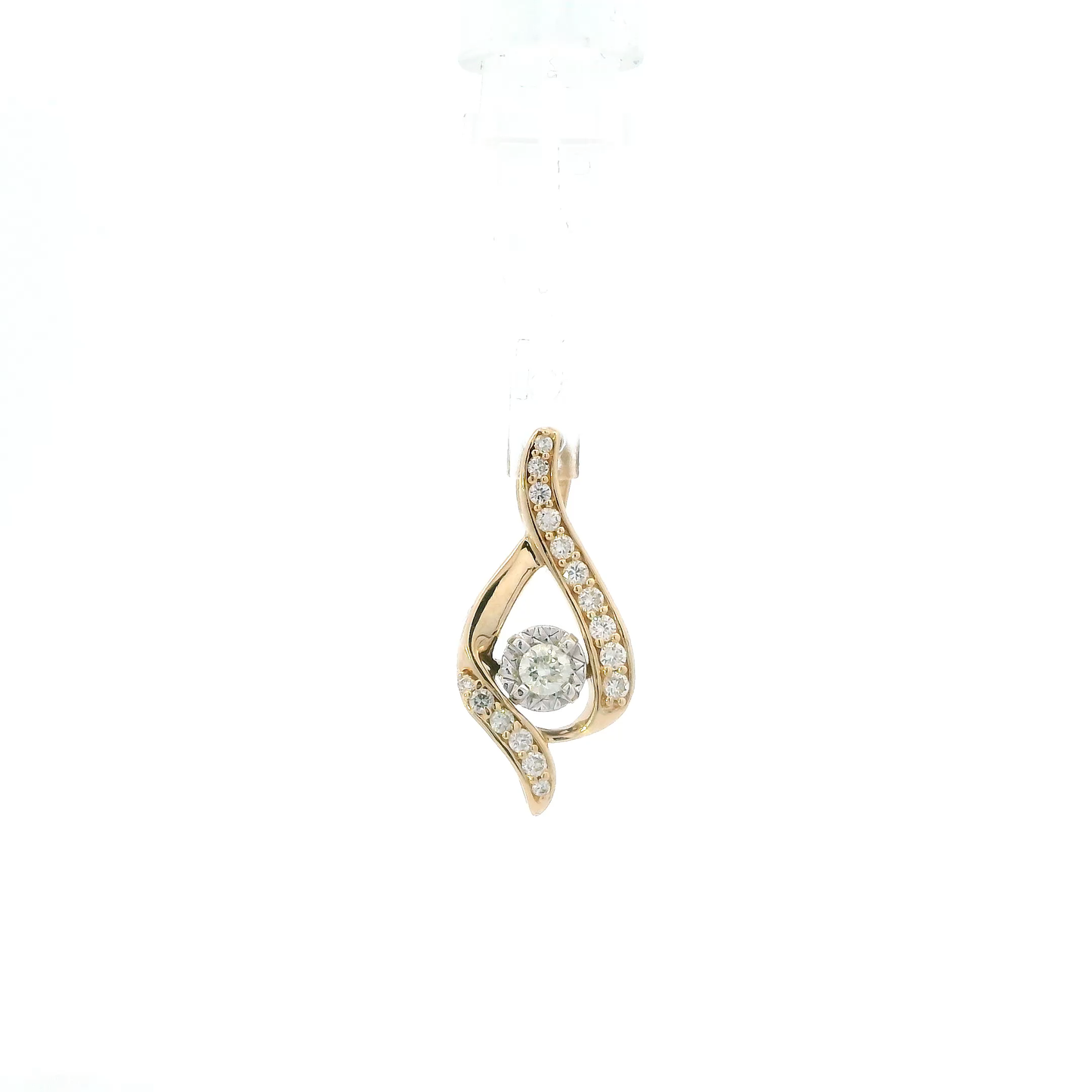 14K Yellow Gold Diamond Abstract Pendant