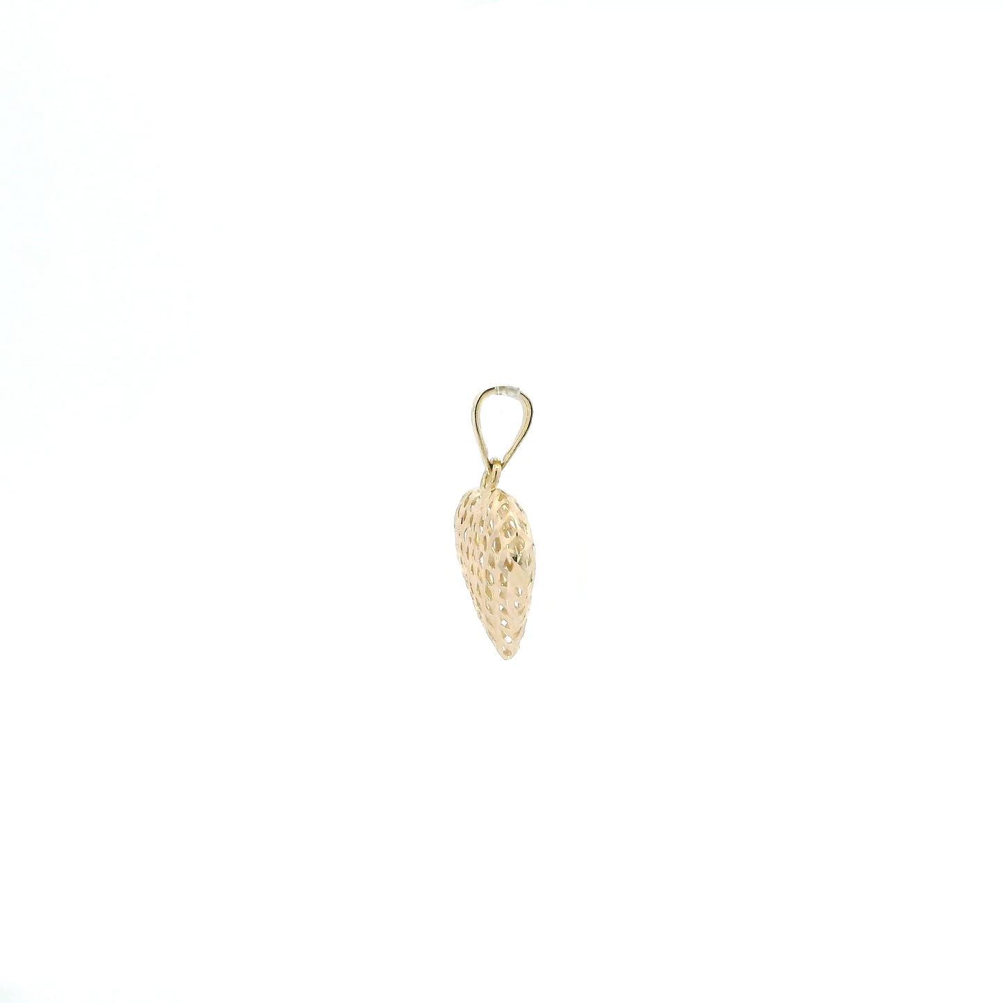 14K Yellow Gold Lattice Puff Heart Pendant