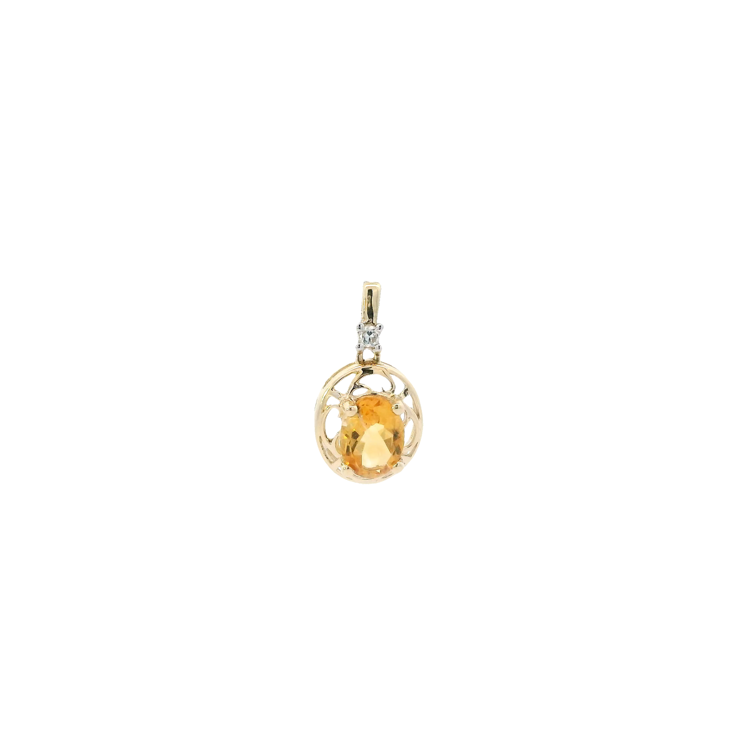 10K Yellow Gold Oval Citrine Pendant