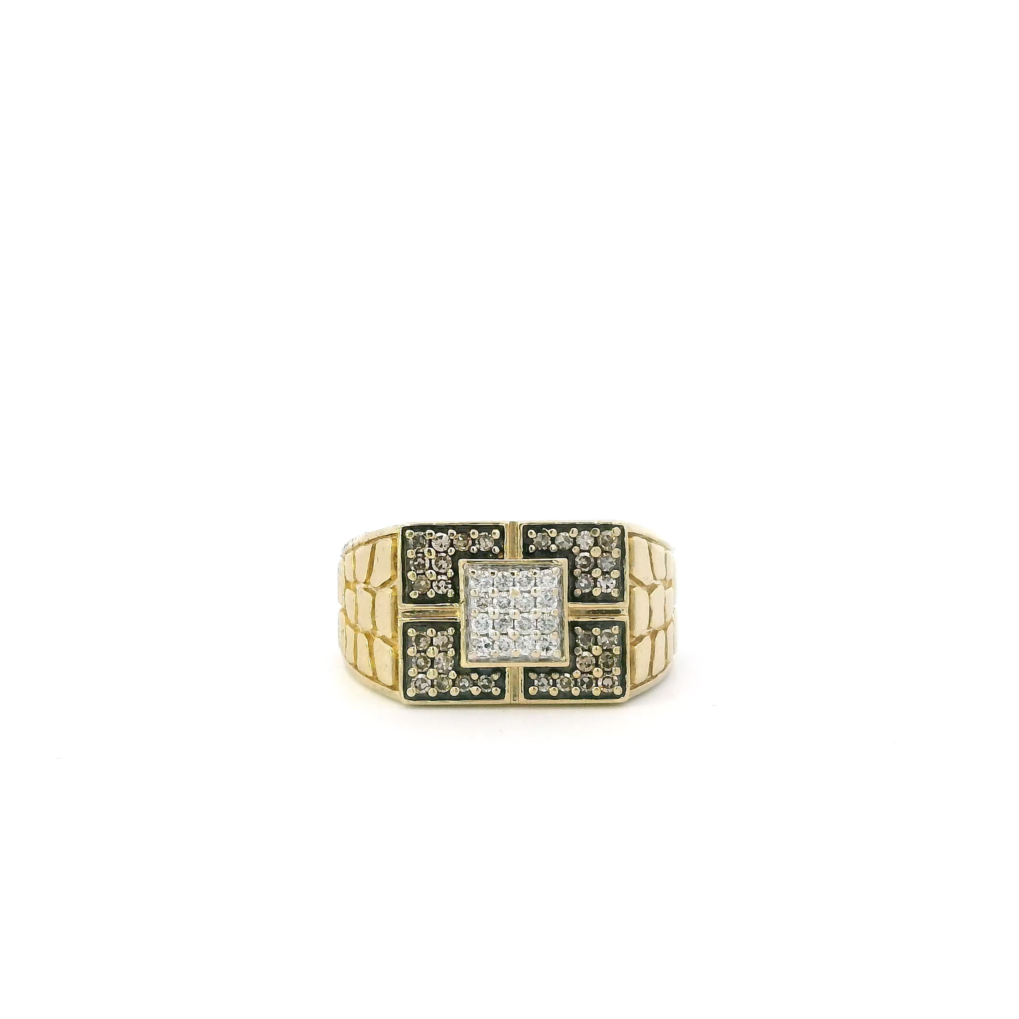 10K Yellow Gold Square Diamond Ring - 0.42ct