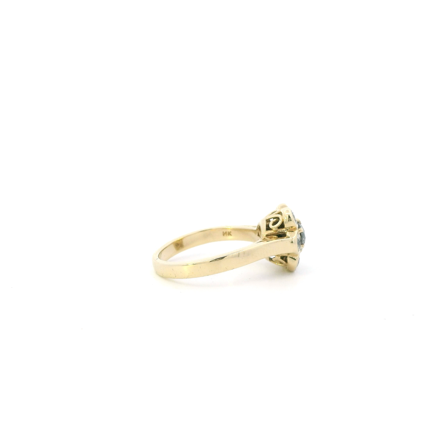 14K Yellow Gold Diamond Women's Flower Ring - 1.25ct