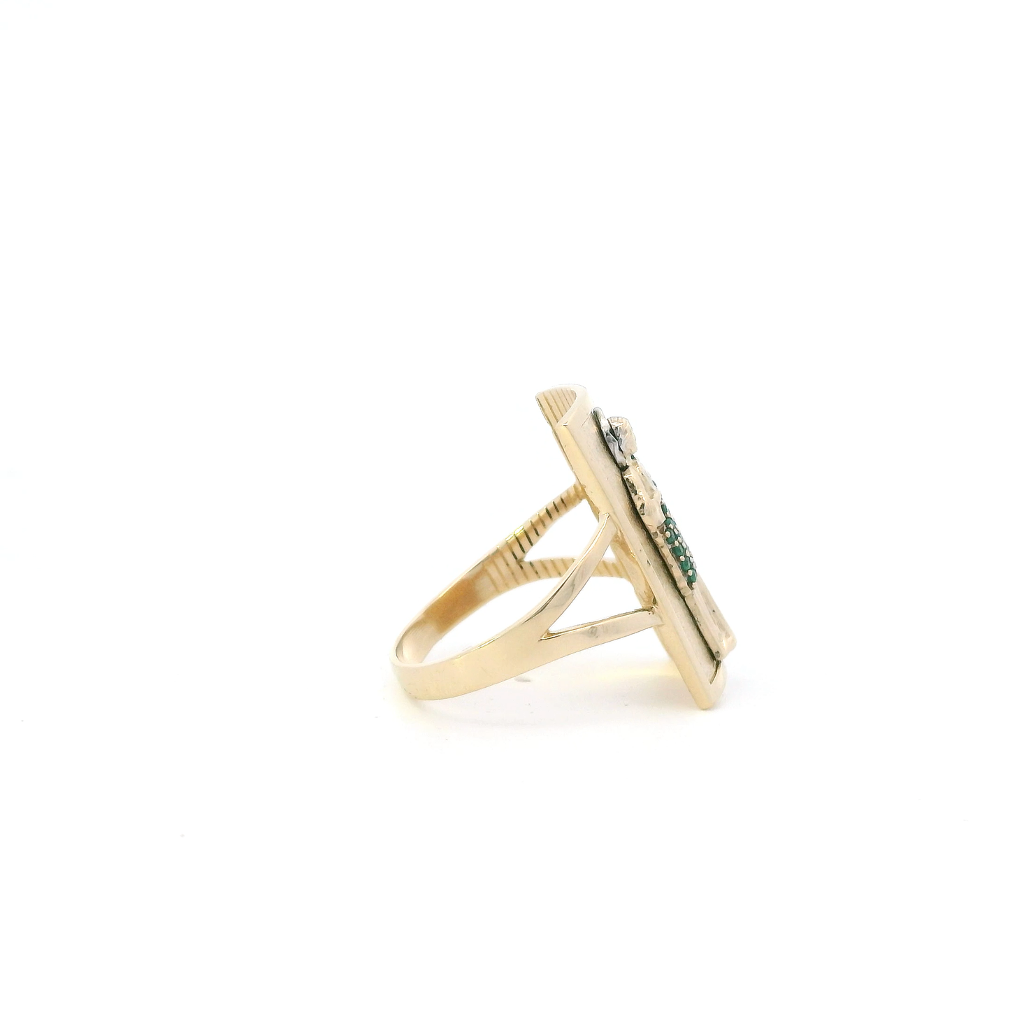 14K Yellow & White Gold Religious Figure Rectangle Ring