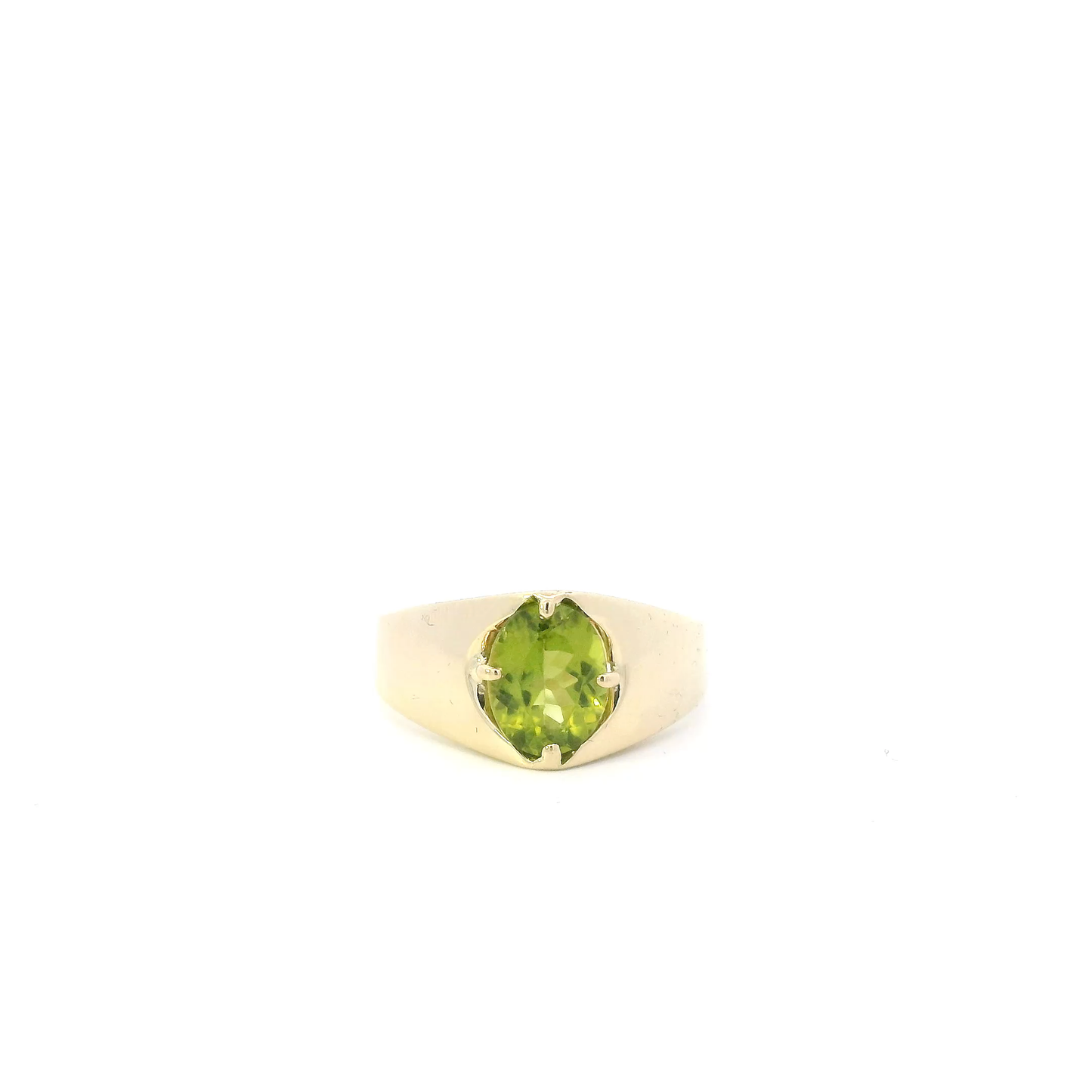 14K Yellow Gold Oval Peridot Ring