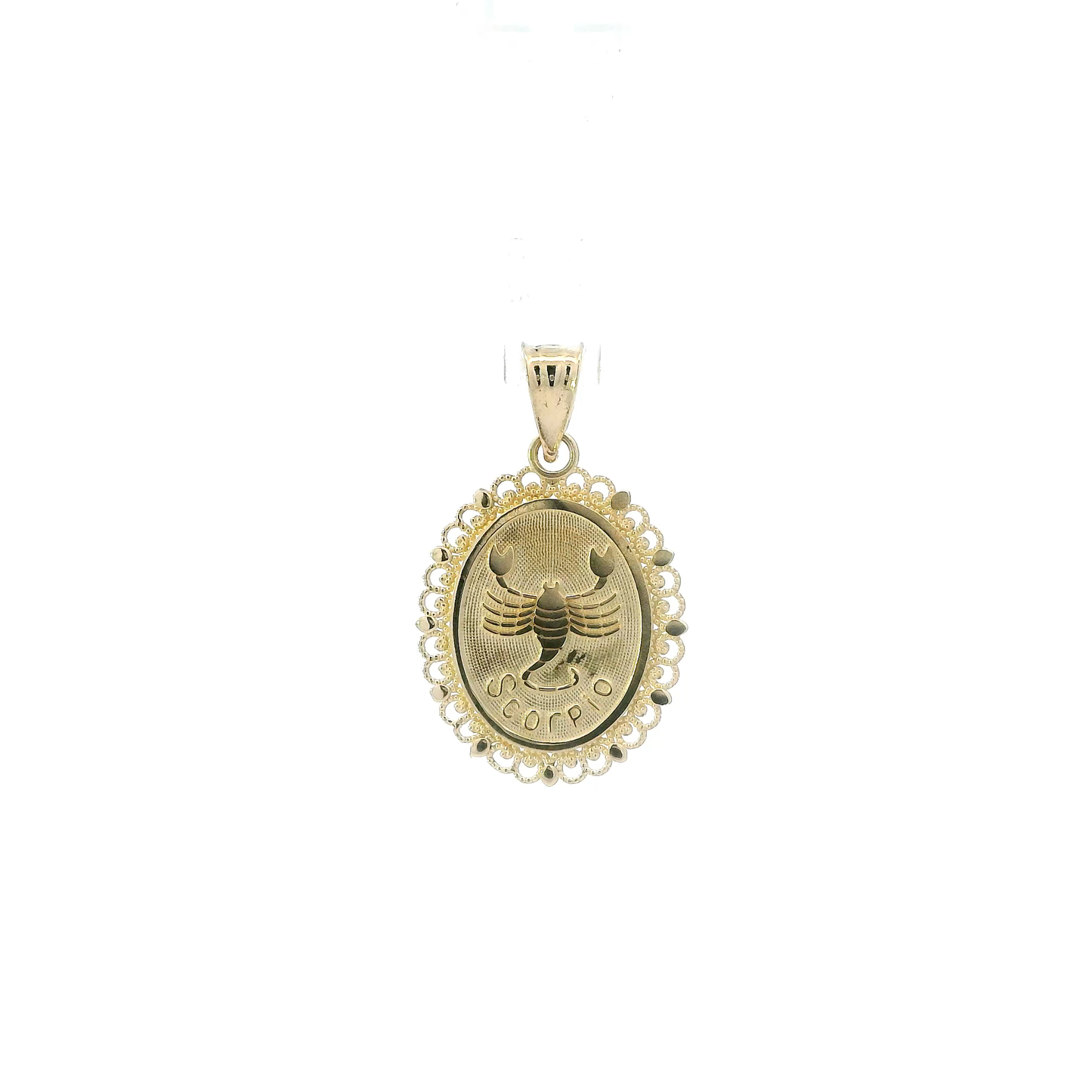 10K Yellow Gold Oval Filigree "Scorpio" Pendant