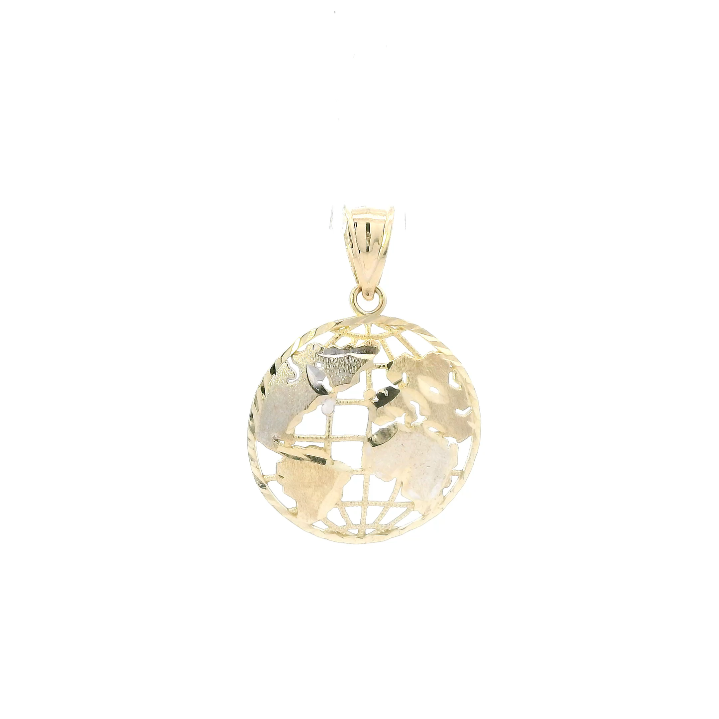 10K Yellow & White Gold Round Globe Pendant