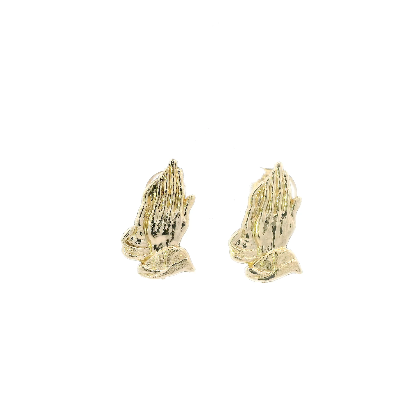 10K Yellow Gold Praying Hands Stud Earrings