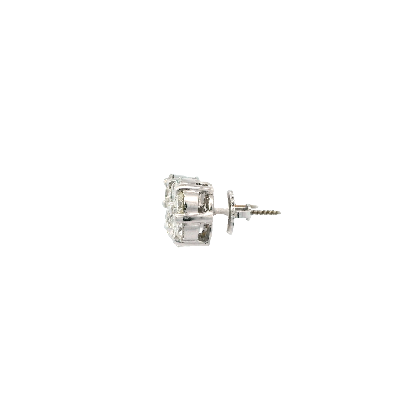 14K White Gold Diamond Flower Stud Earrings - 2.80ct
