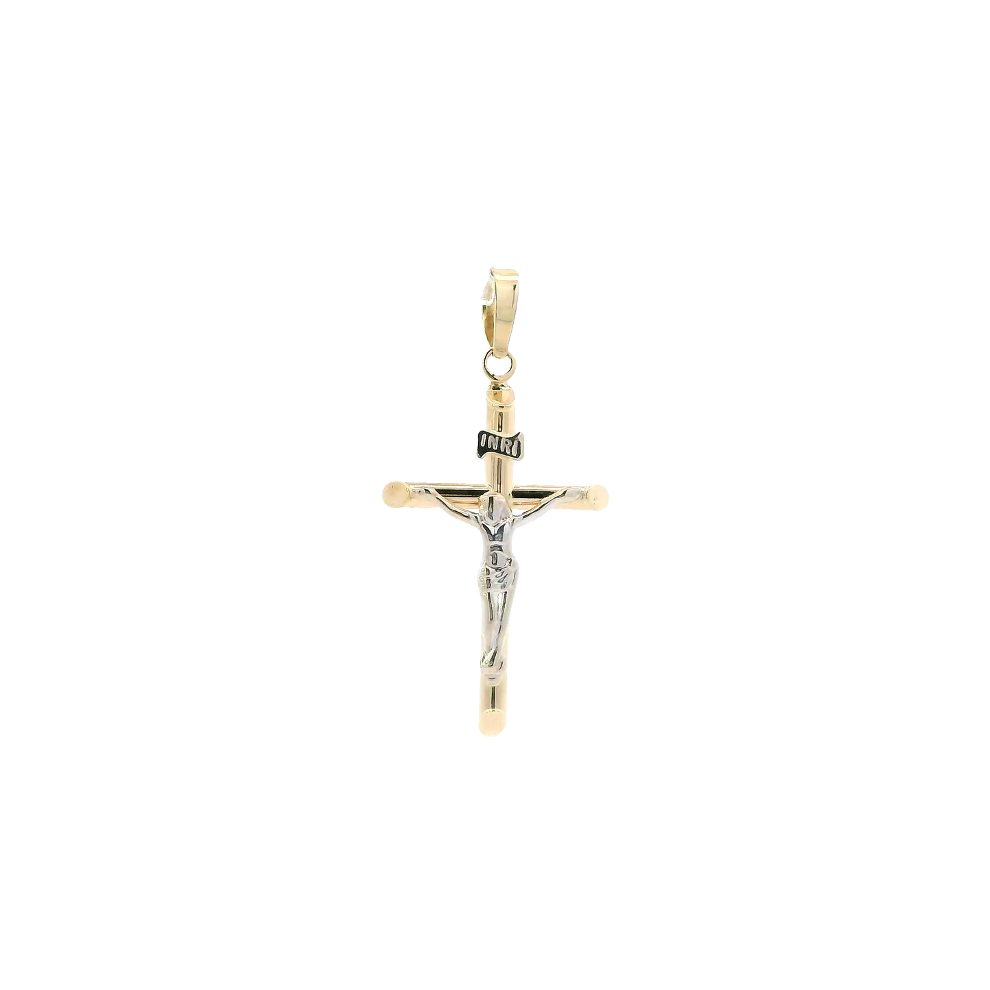 14K Yellow & White Gold Crucifix Pendant