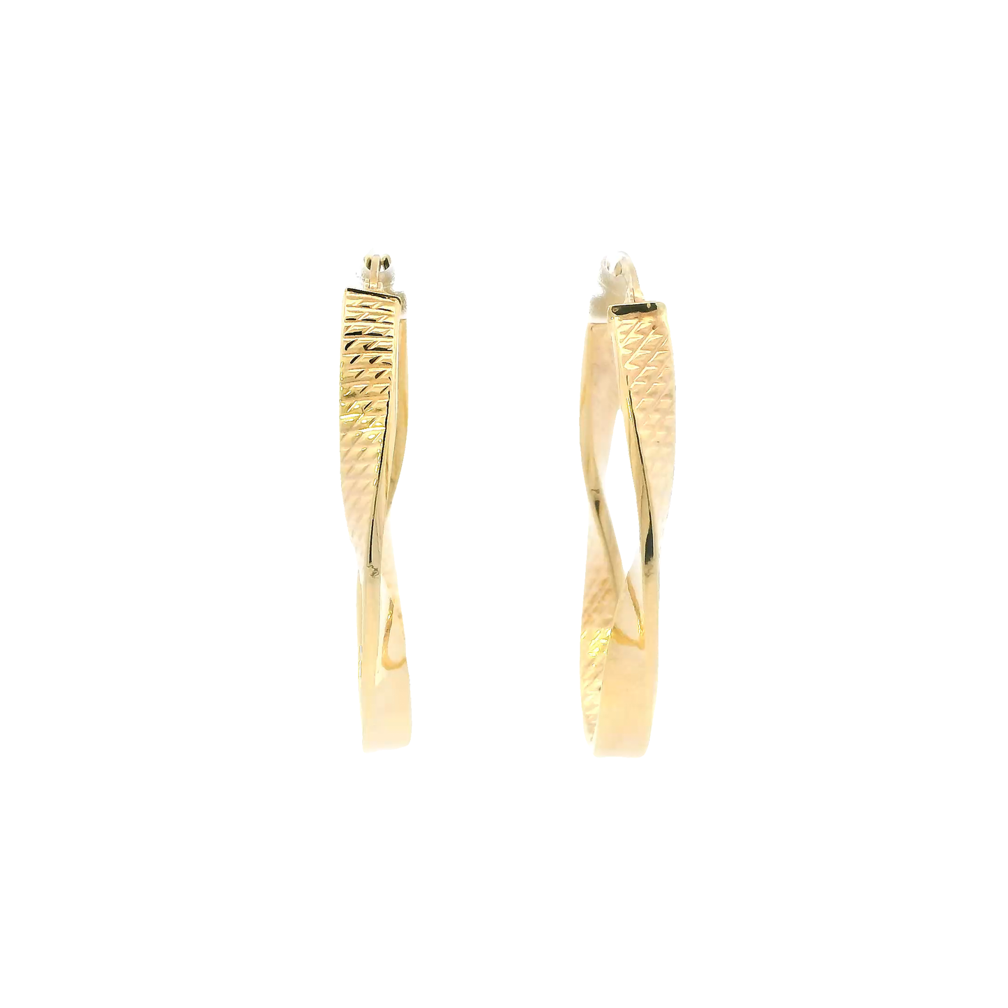 14K Yellow Gold Twisted Oval Hoop Earrings