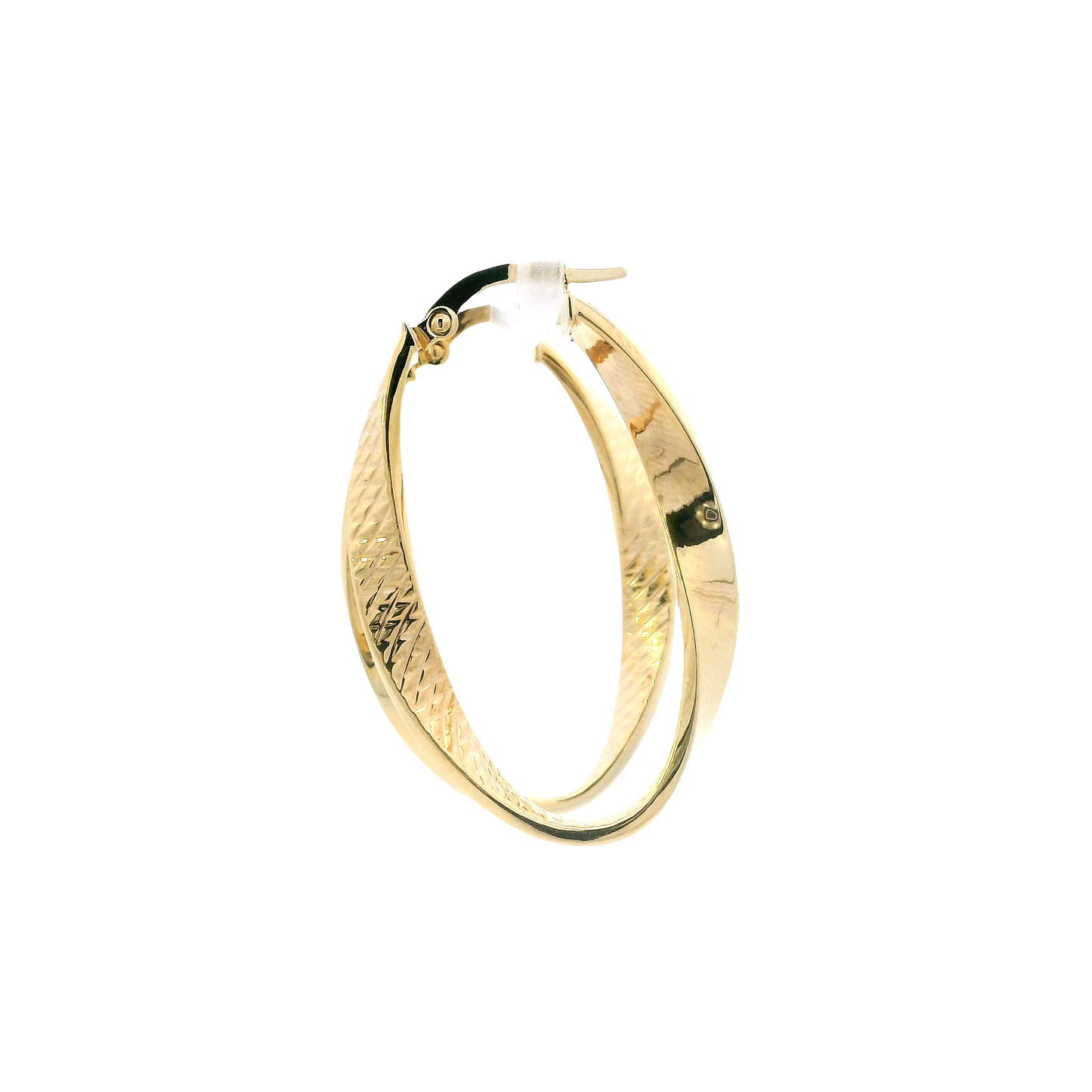 14K Yellow Gold Twisted Oval Hoop Earrings