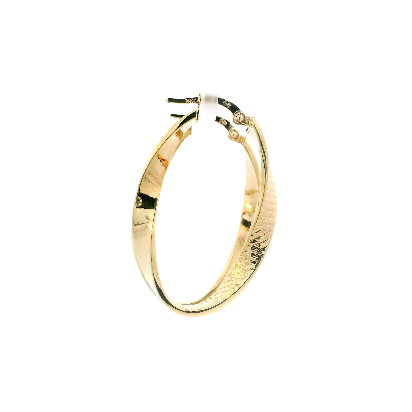 14K Yellow Gold Twisted Oval Hoop Earrings