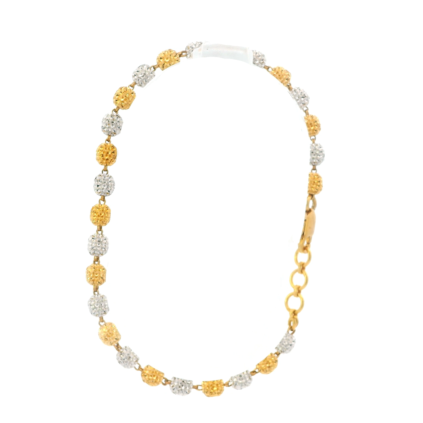 22K White & Yellow Gold Beaded Bracelet