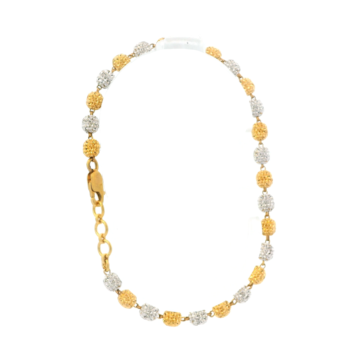 22K White & Yellow Gold Beaded Bracelet