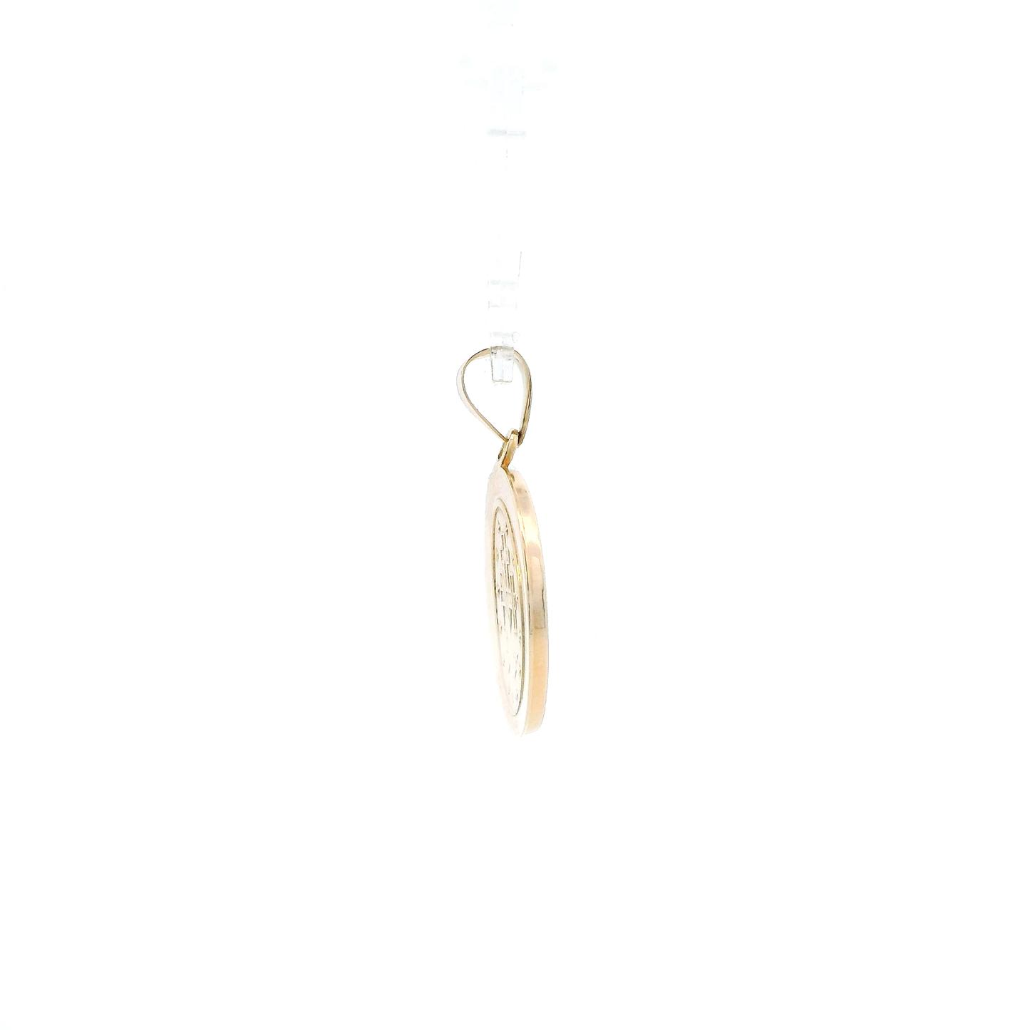 14K Yellow Gold Round "Pray For Us" Religious Pendant