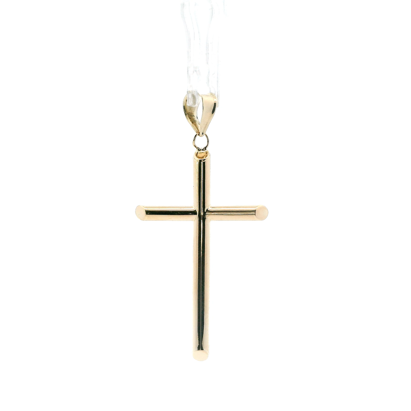 14K Yellow Gold Tube Cross Pendant
