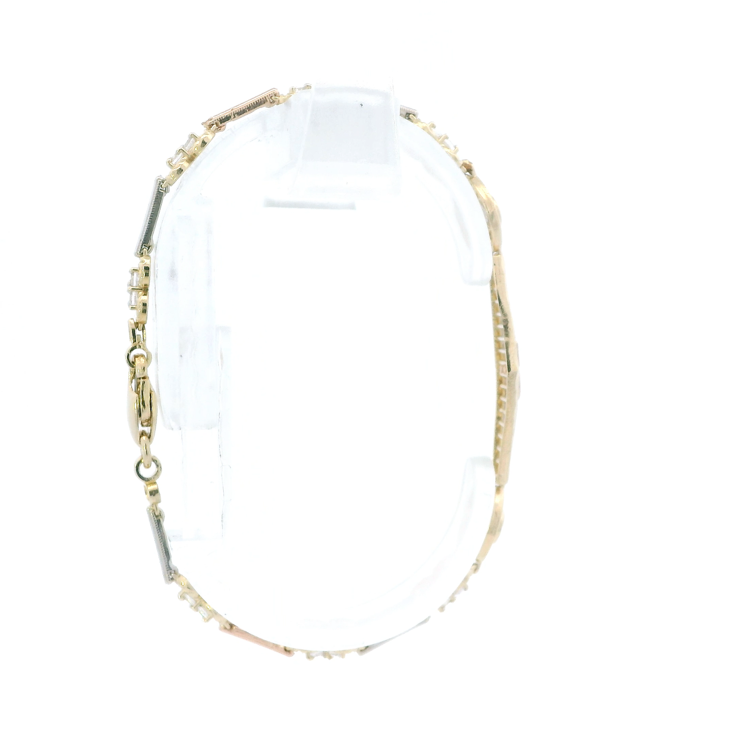 14K Tri Color "15" Bar Link Bracelet