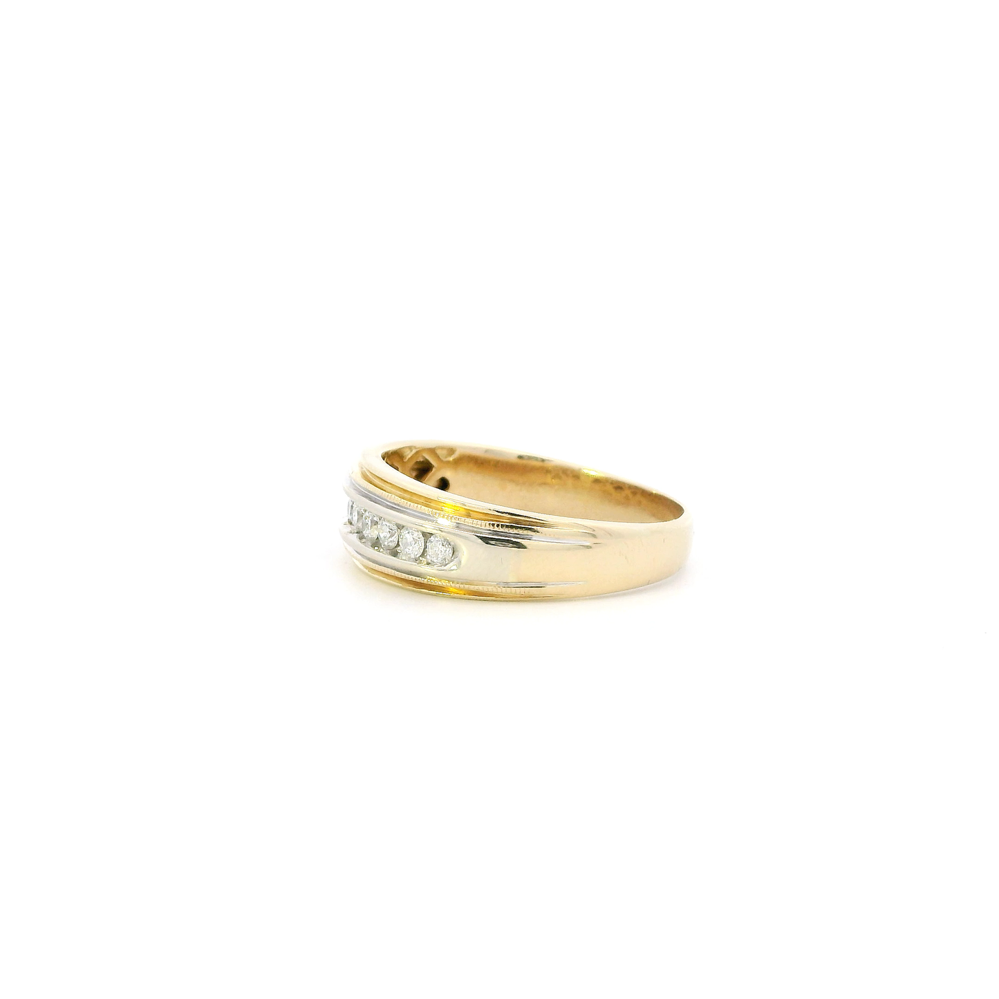 14K Yellow & White Gold Diamond Men's Ring-0.50ct