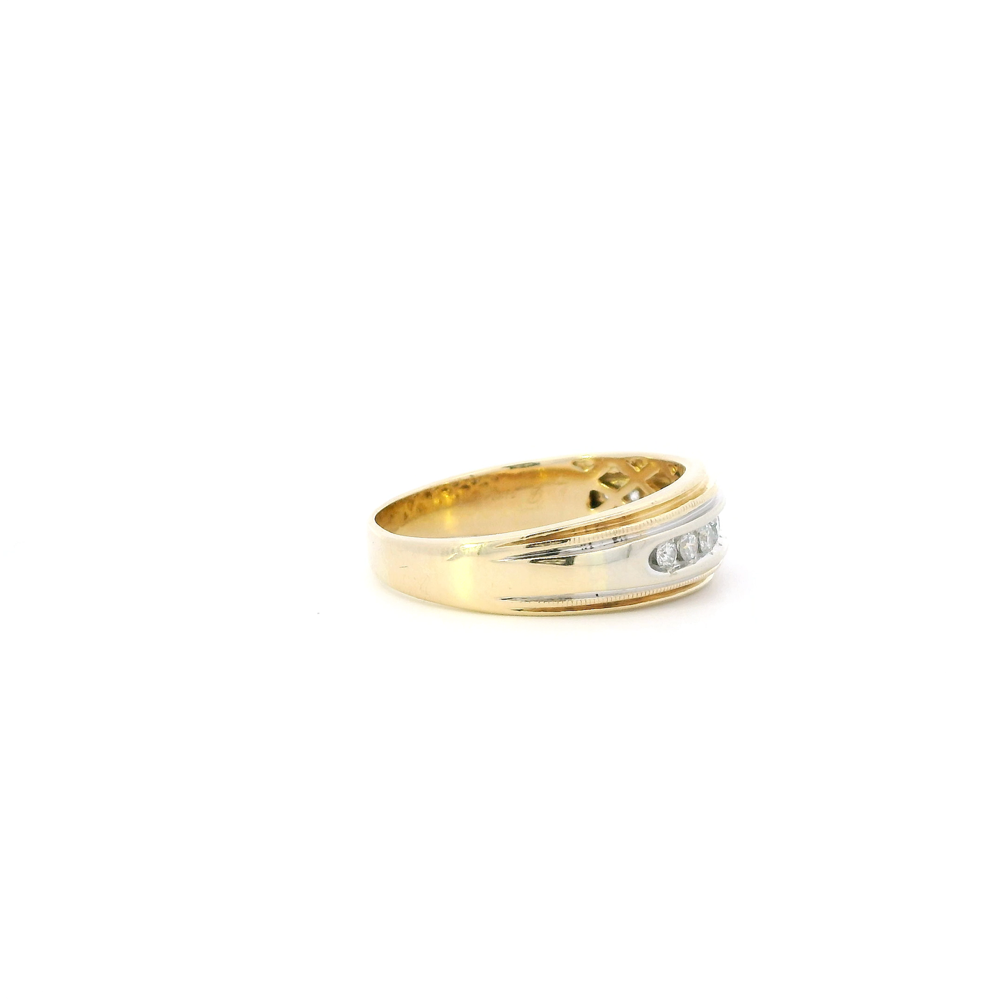14K Yellow & White Gold Diamond Men's Ring - 0.50ct