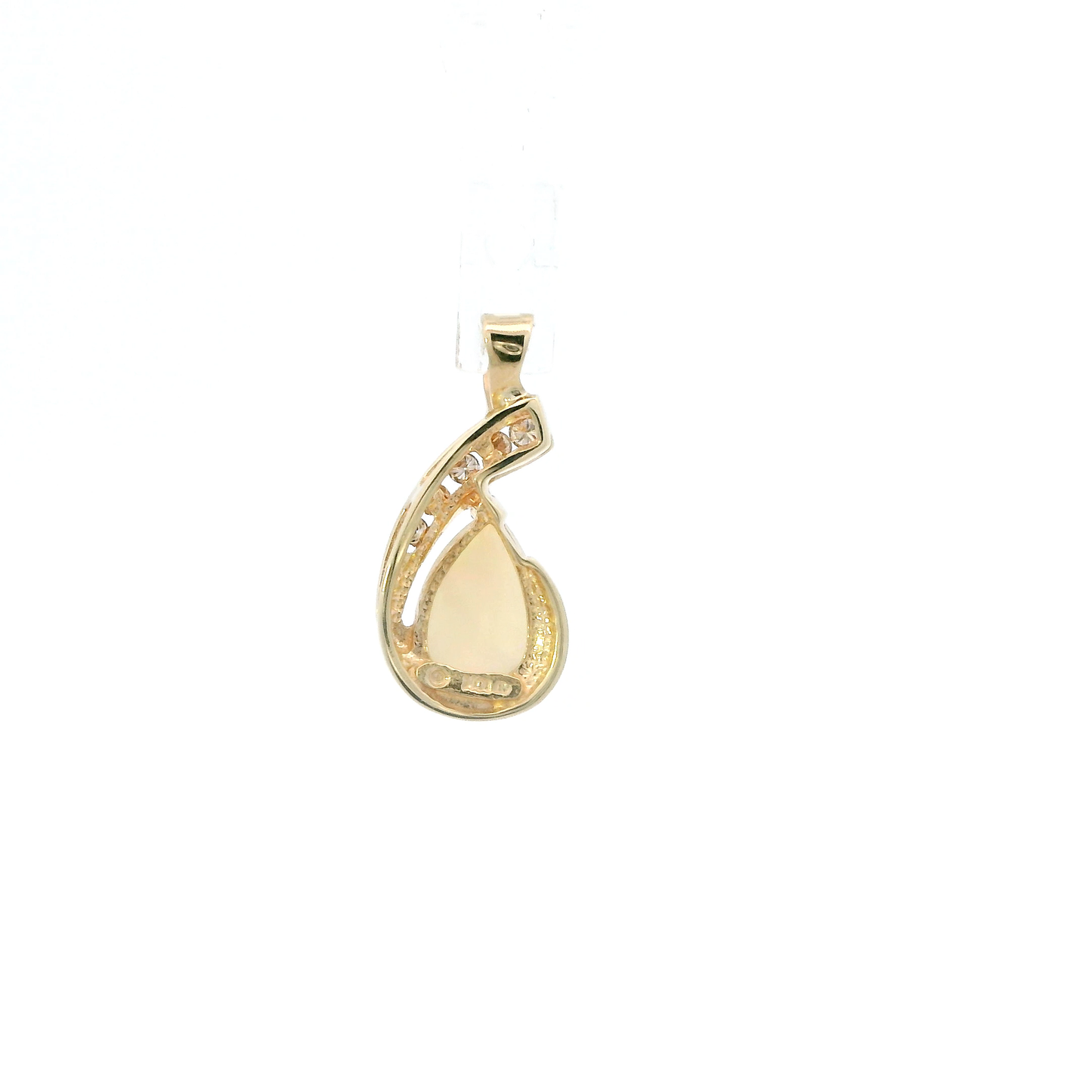10K Yellow Gold Opal & Diamond Pendant - 0.06ct