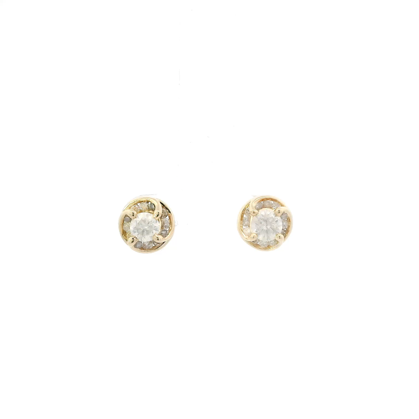 14K Yellow Gold Diamond Stud Earrings - 0.98ct
