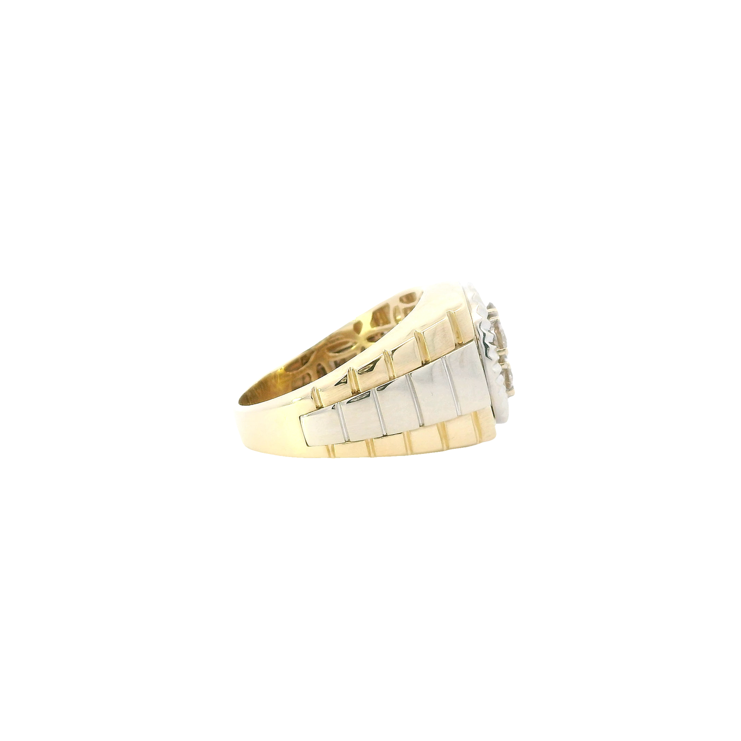 10K Yellow & White Gold Diamond Rolex Men's Ring - 0.94ct