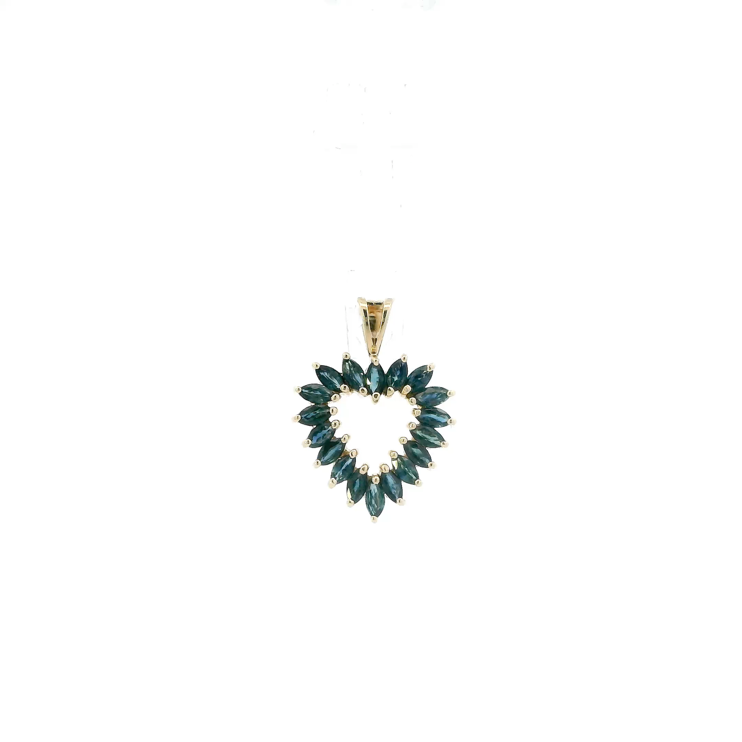 10K Yellow Gold Sapphire Heart Pendant